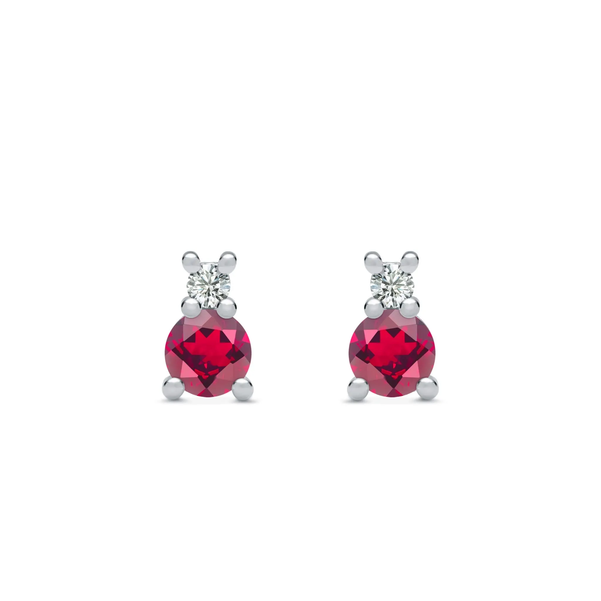 The Vault: Greenwich Solitaire Ruby & Diamond Earrings, White Gold sold by Haverhill