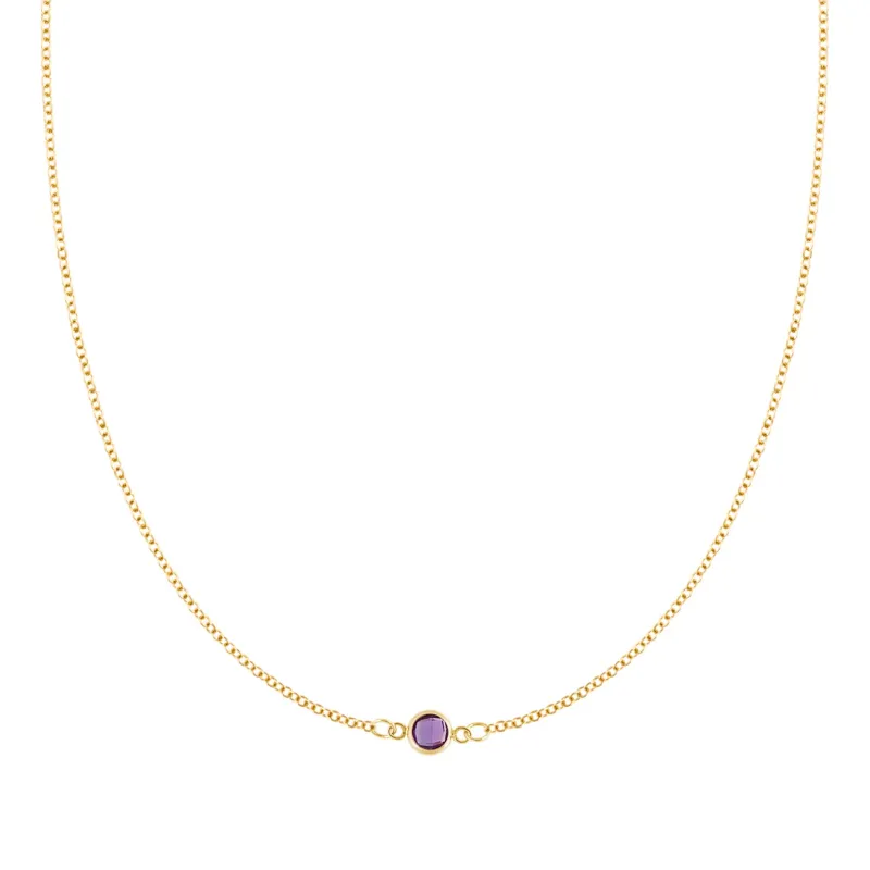 The Vault: Petite 1 Amethyst Necklace, Size Small Yellow Gold made by Haverhill