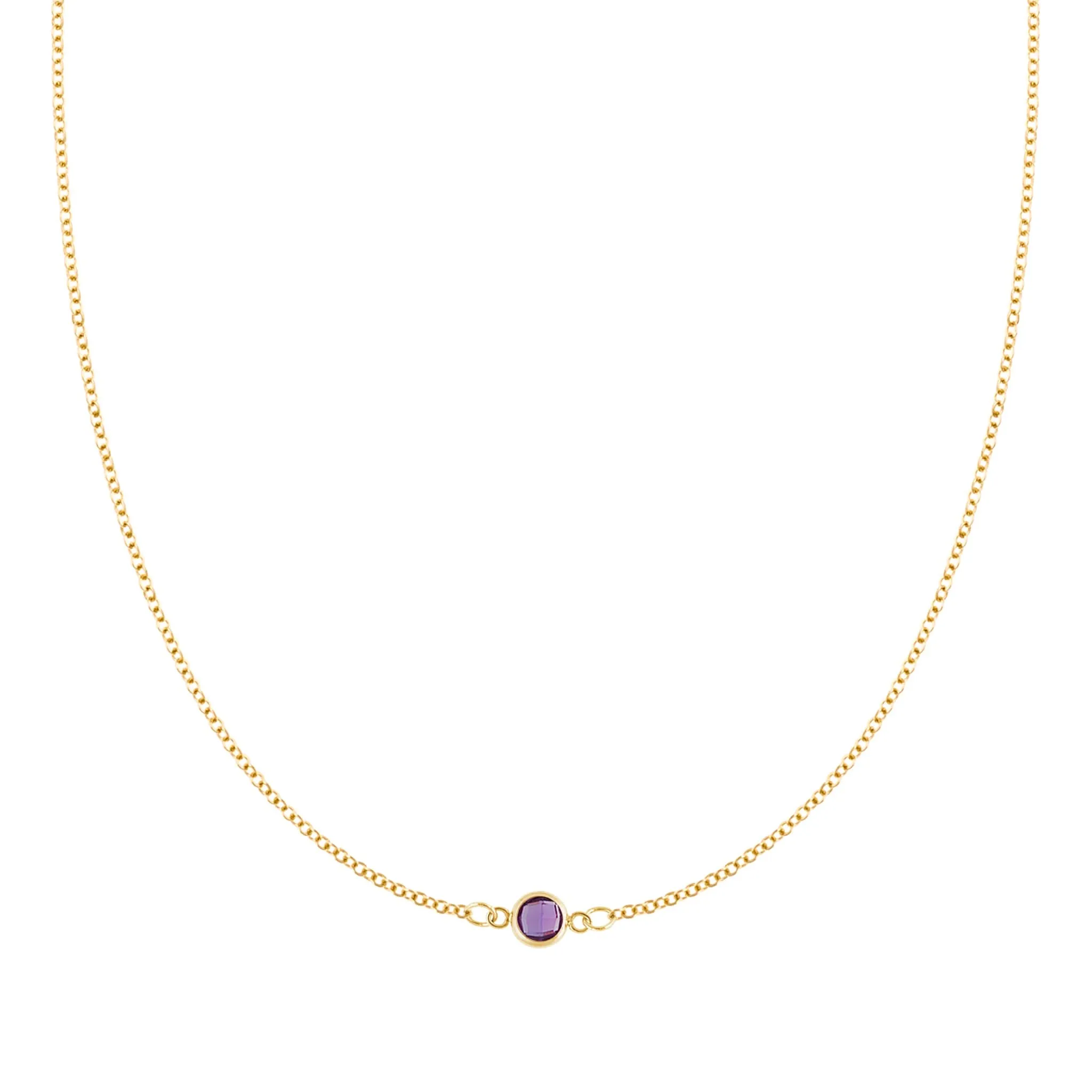 The Vault: Petite 1 Amethyst Necklace, Size Small Yellow Gold sold by Haverhill
