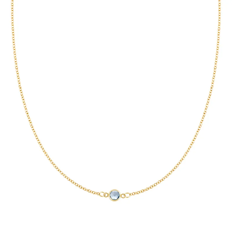 The Vault: Petite 1 Aquamarine Necklace, Size Small Yellow Gold made by Haverhill
