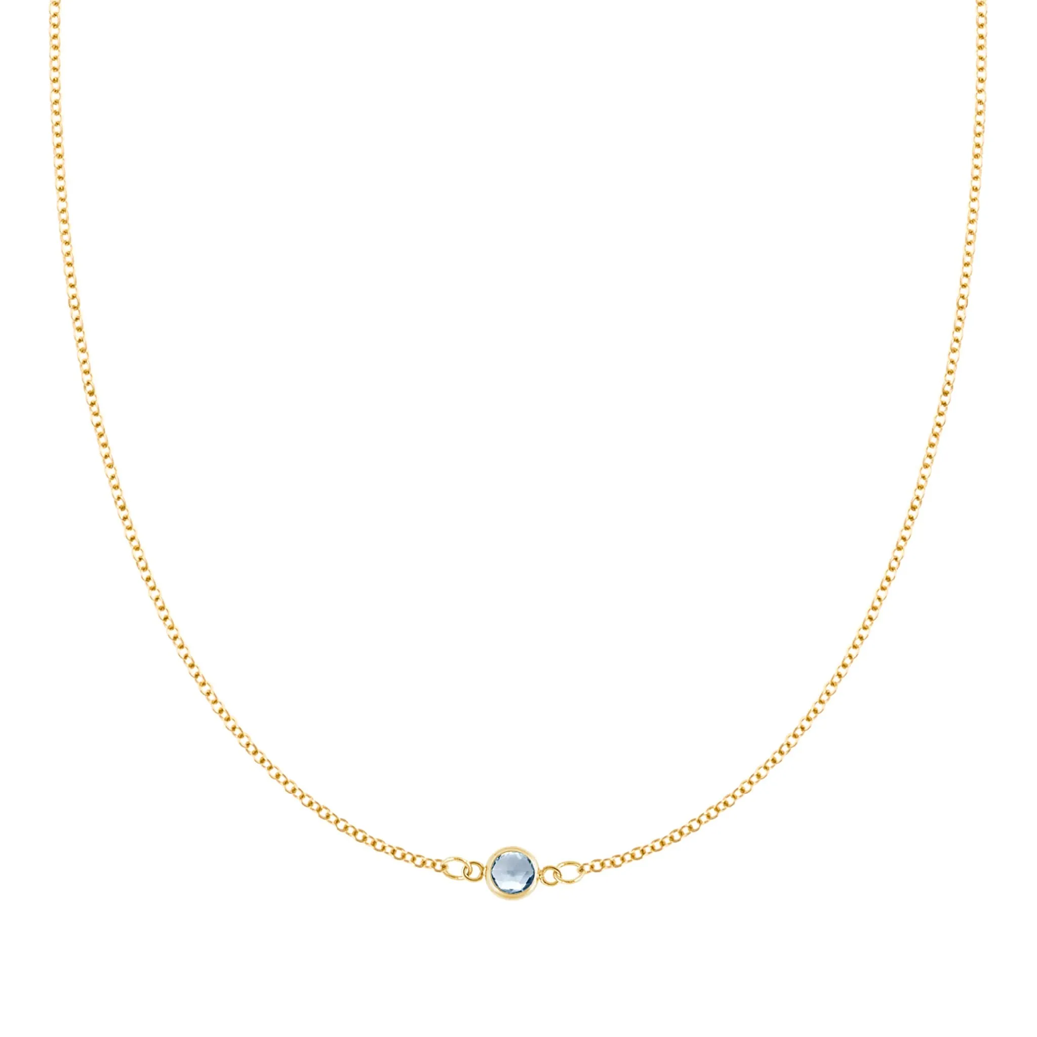The Vault: Petite 1 Aquamarine Necklace, Size Small Yellow Gold sold by Haverhill