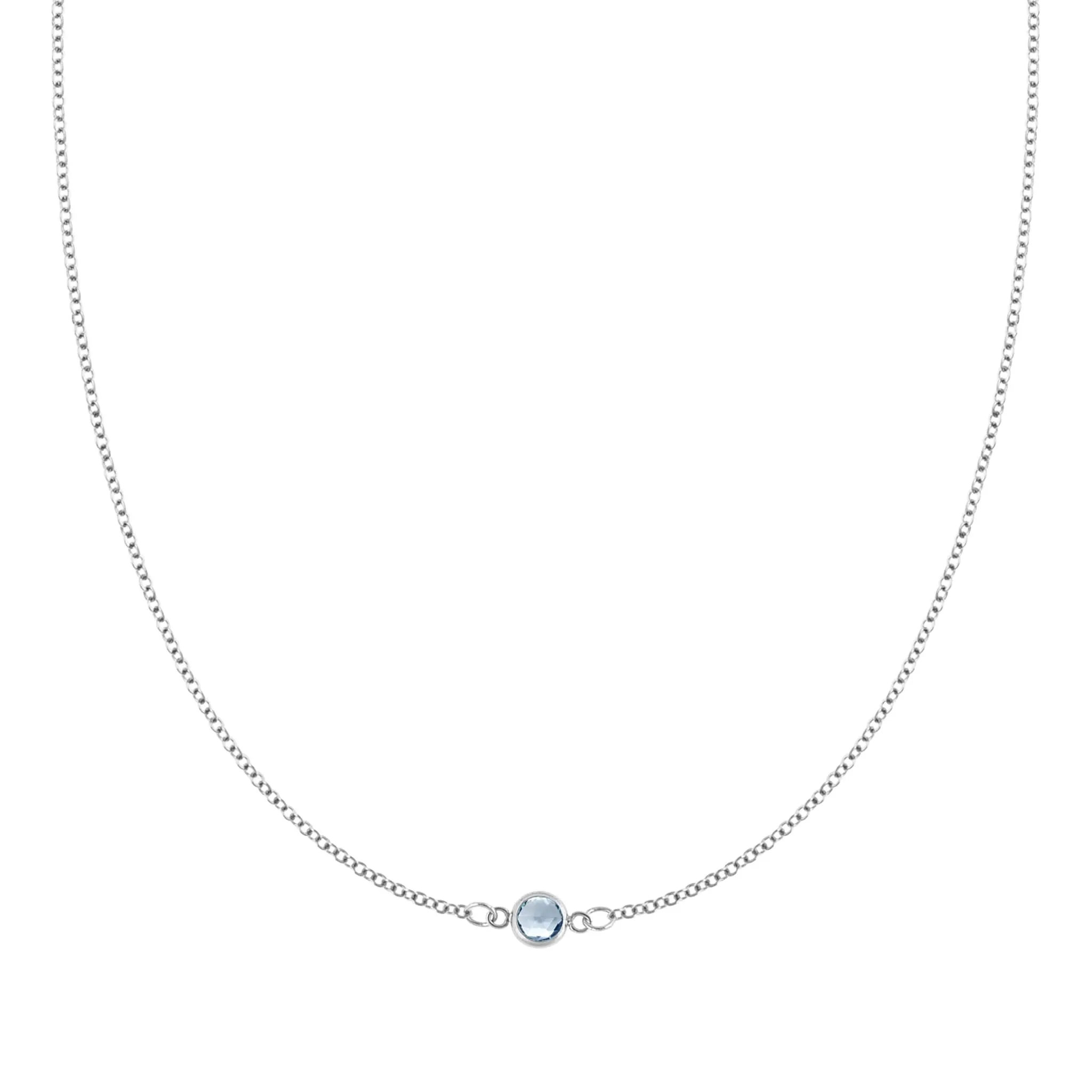 The Vault: Petite 1 Aquamarine Necklace, Size Medium White Gold sold by Haverhill