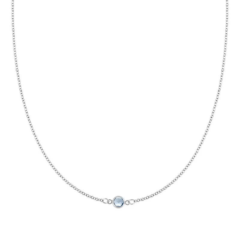 The Vault: Petite 1 Aquamarine Necklace, Size Large White Gold made by Haverhill