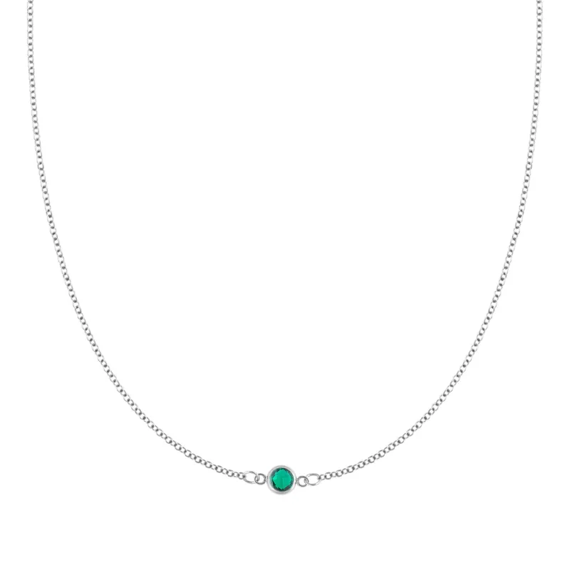 The Vault: Petite 1 Emerald Necklace, Size X-Small White Gold made by Haverhill