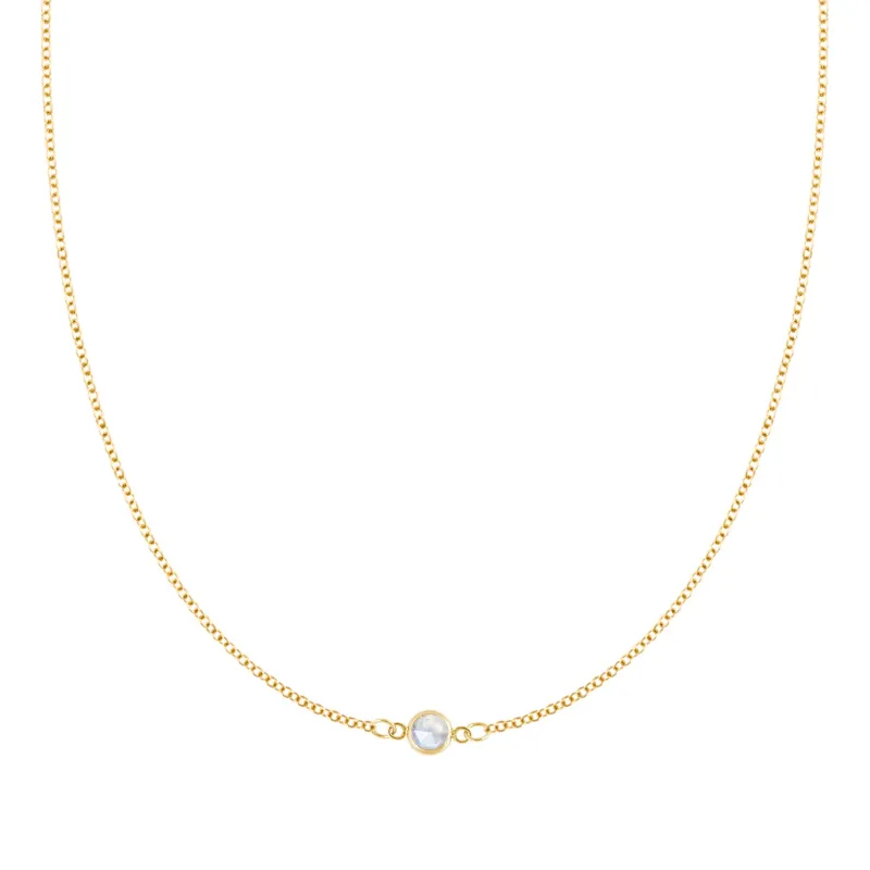 The Vault: Petite 1 Moonstone Necklace, Size Large Yellow Gold made by Haverhill