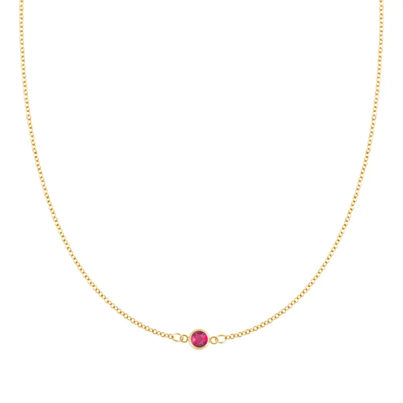 The Vault: Petite 1 Ruby Necklace, Size Small Yellow Gold made by Haverhill