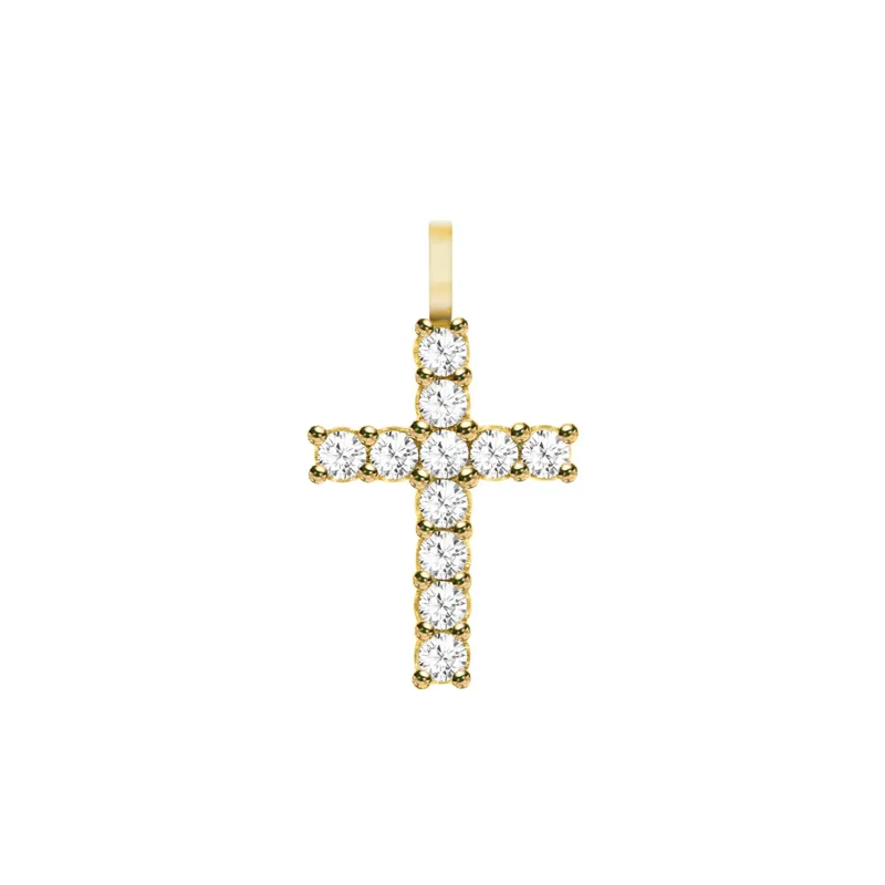 The Vault: Rosecliff Cross White Topaz Pendant, Yellow Gold made by Haverhill