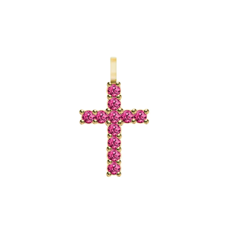 The Vault: Rosecliff Cross Ruby Pendant, Yellow Gold made by Haverhill
