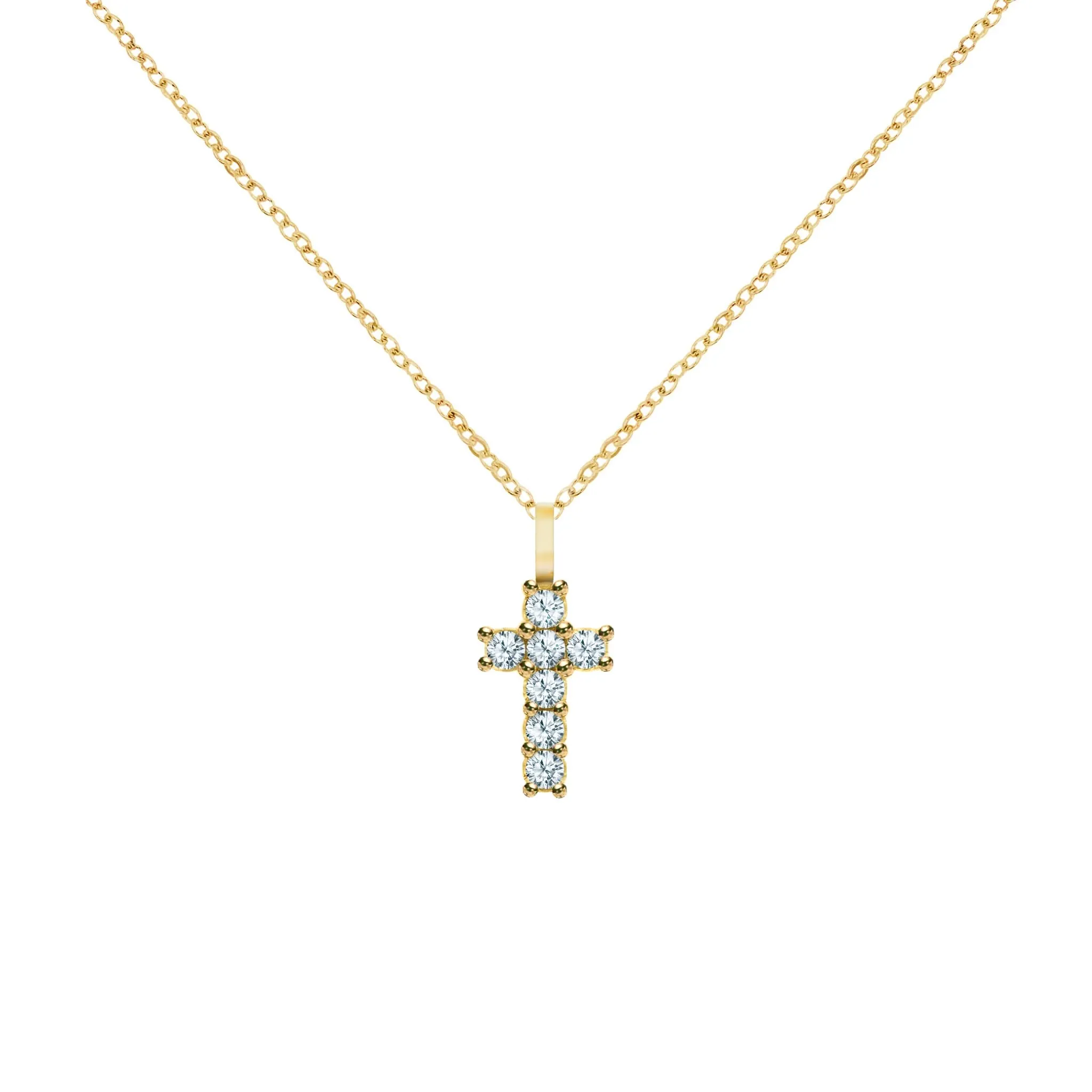 The Vault: Rosecliff Small Cross Aquamarine Pendant, Yellow Gold sold by Haverhill product image thumbnail 5