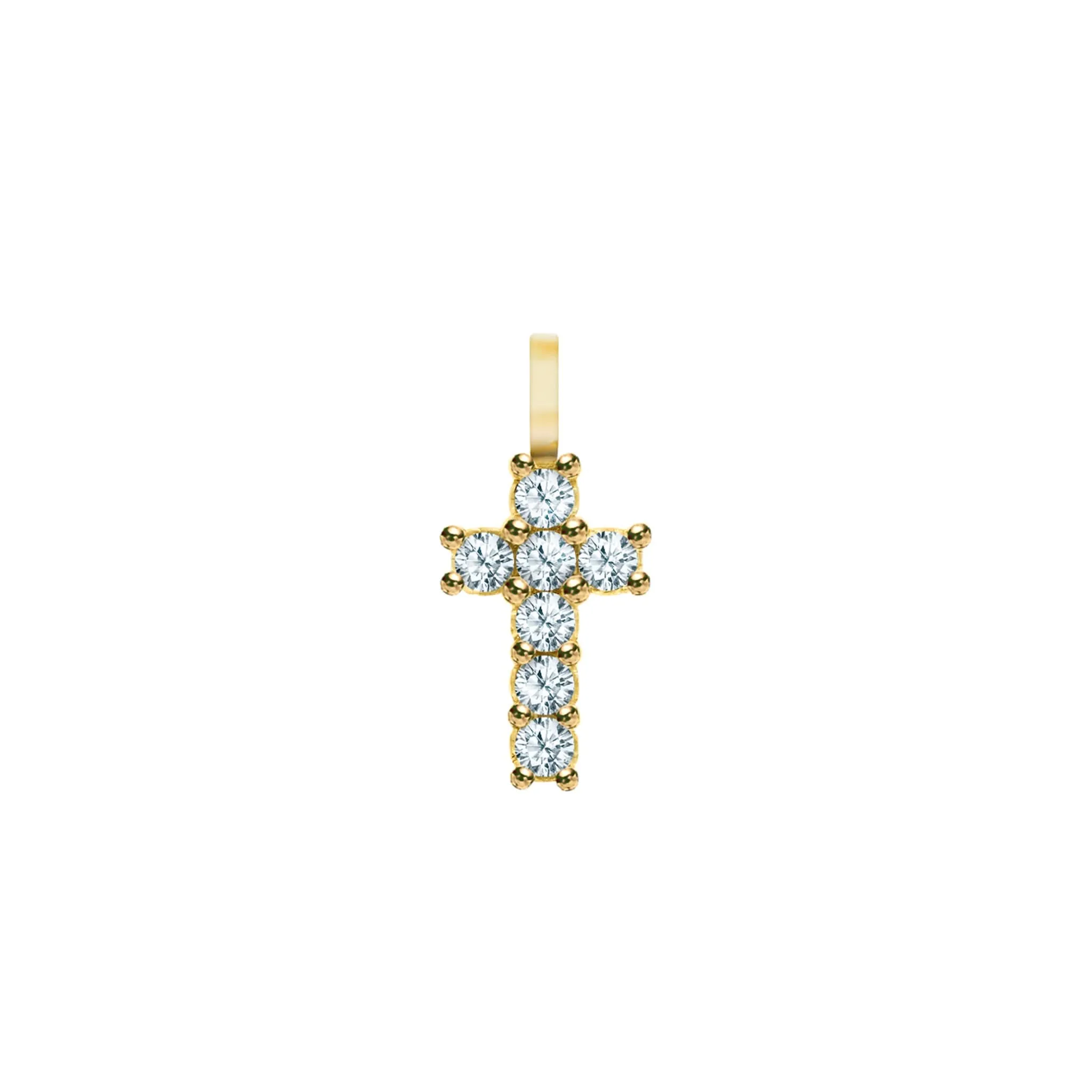 The Vault: Rosecliff Small Cross Aquamarine Pendant, Yellow Gold sold by Haverhill