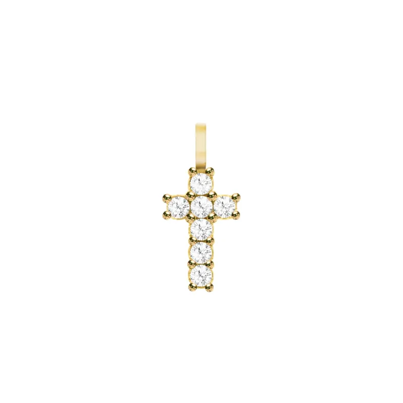 The Vault: Rosecliff Small Cross Diamond Pendant, Yellow Gold made by Haverhill