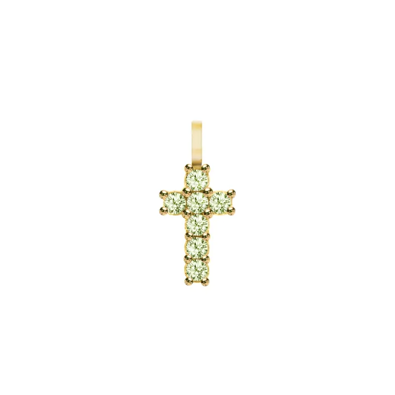 The Vault: Rosecliff Small Cross Peridot Pendant, Yellow Gold made by Haverhill