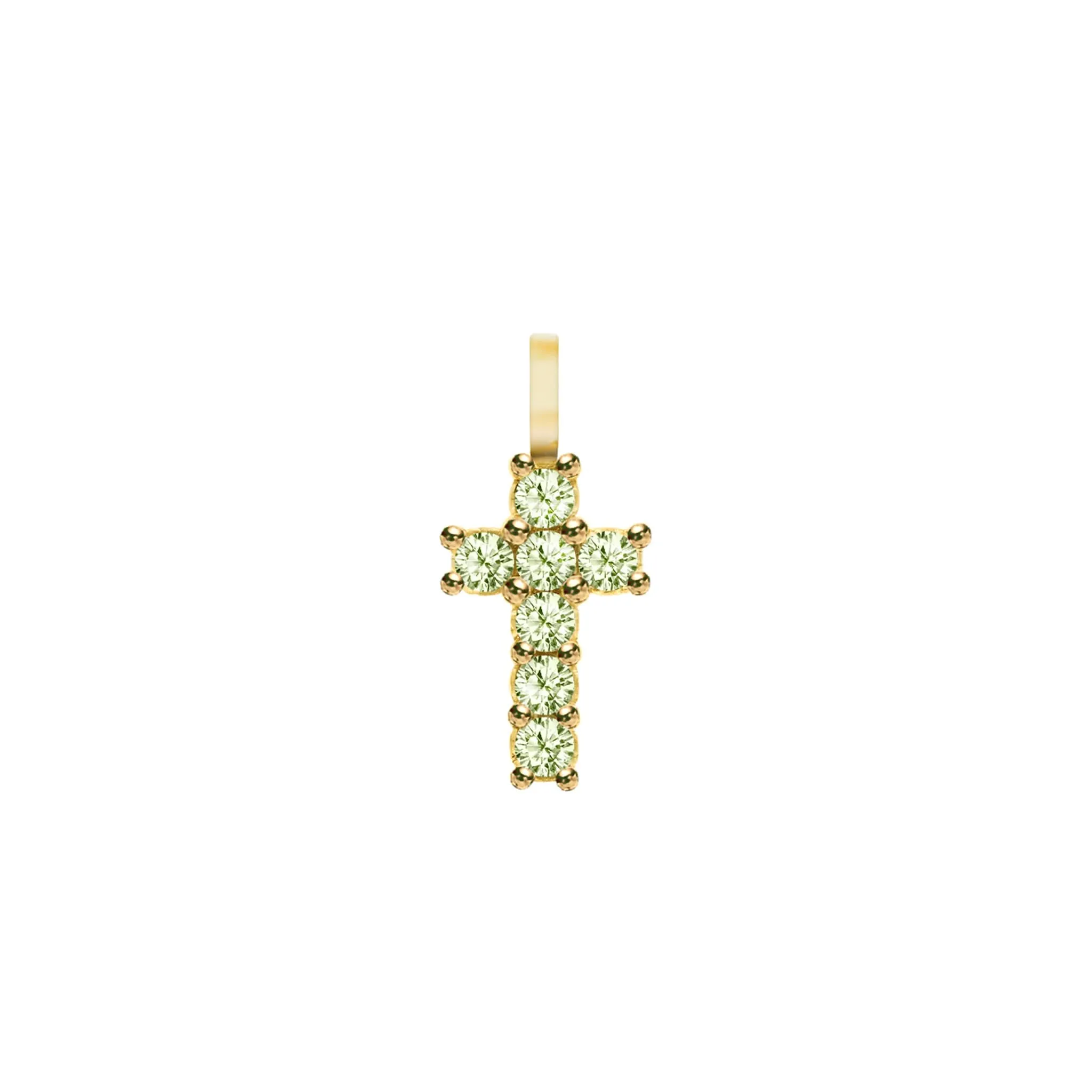 The Vault: Rosecliff Small Cross Peridot Pendant, Yellow Gold sold by Haverhill