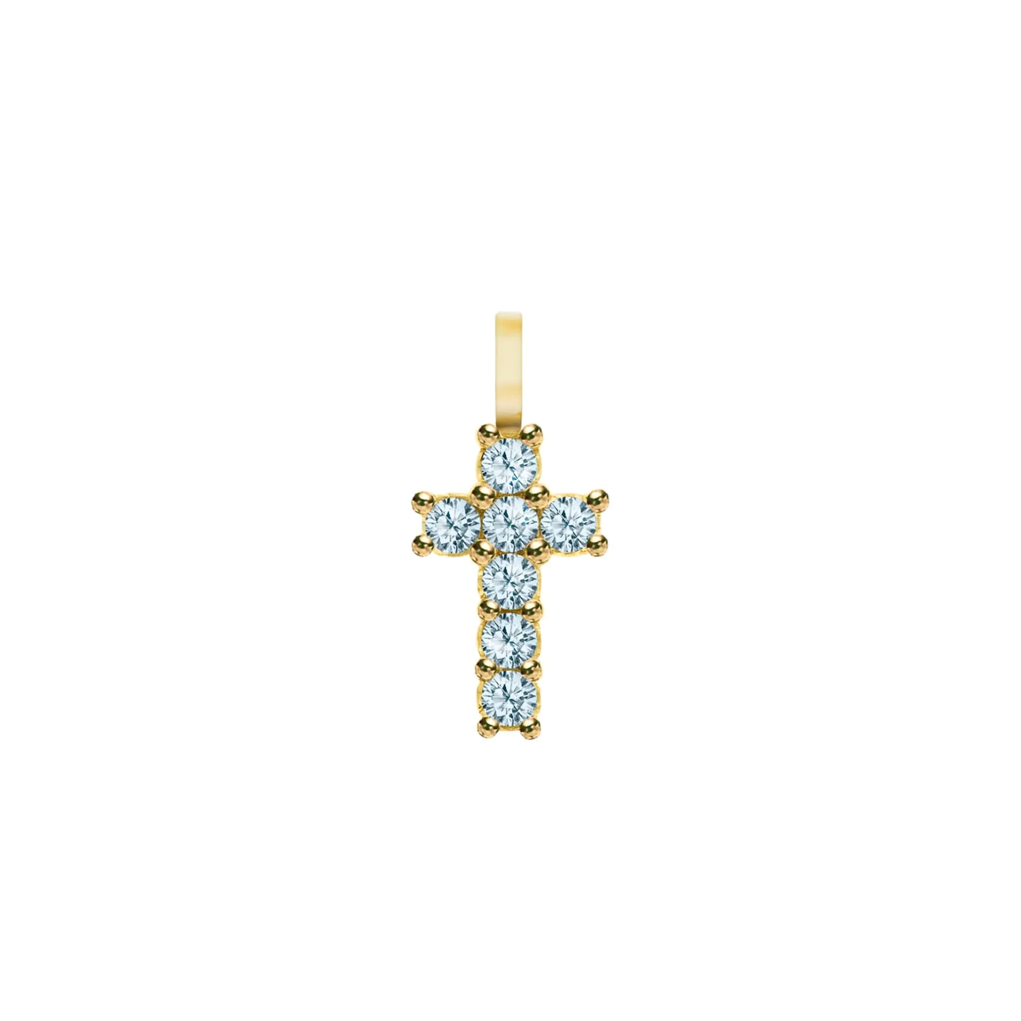 The Vault: Rosecliff Small Cross Nantucket Blue Topaz Pendant, White Gold sold by Haverhill