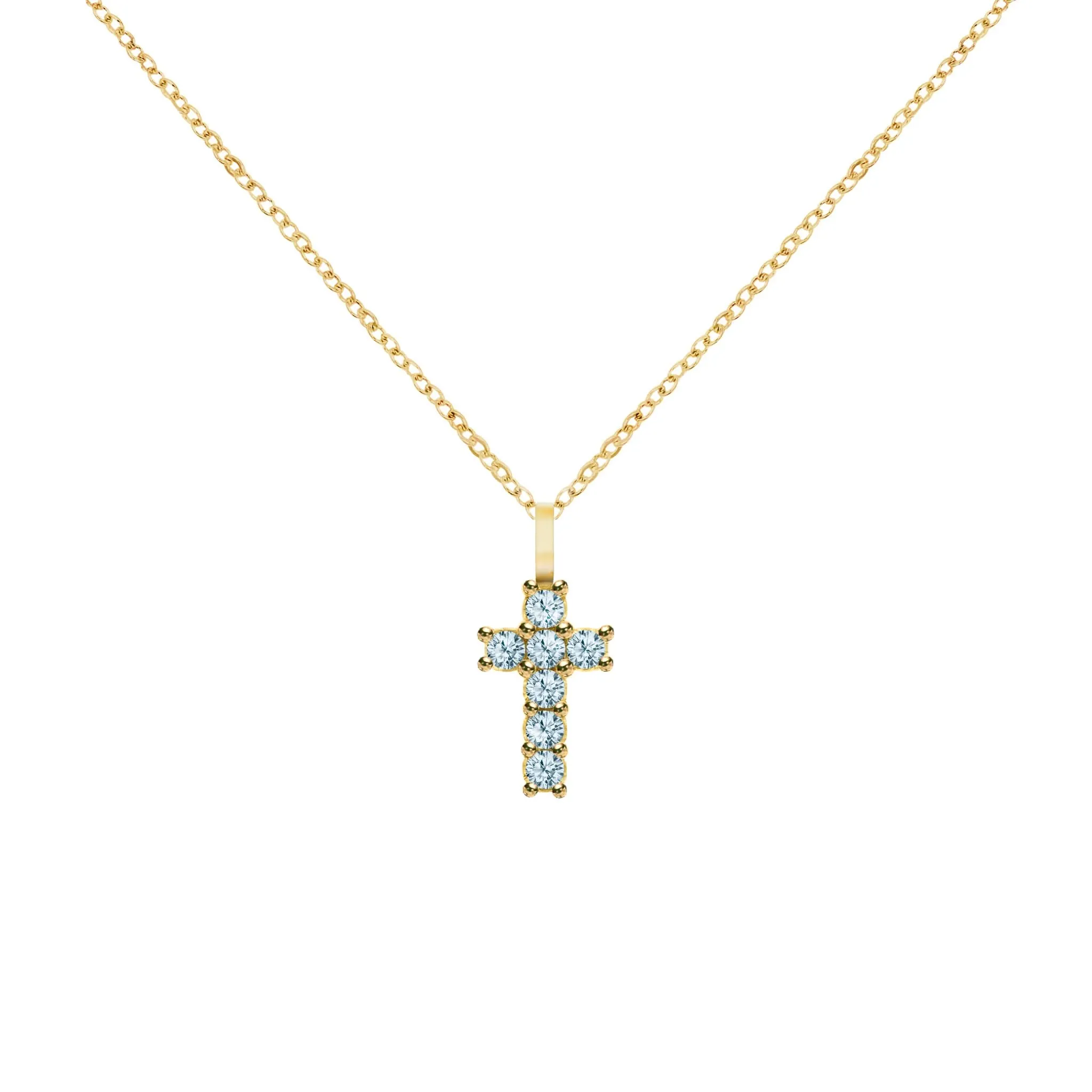 The Vault: Rosecliff Small Cross Nantucket Blue Topaz Pendant, White Gold sold by Haverhill product image thumbnail 5