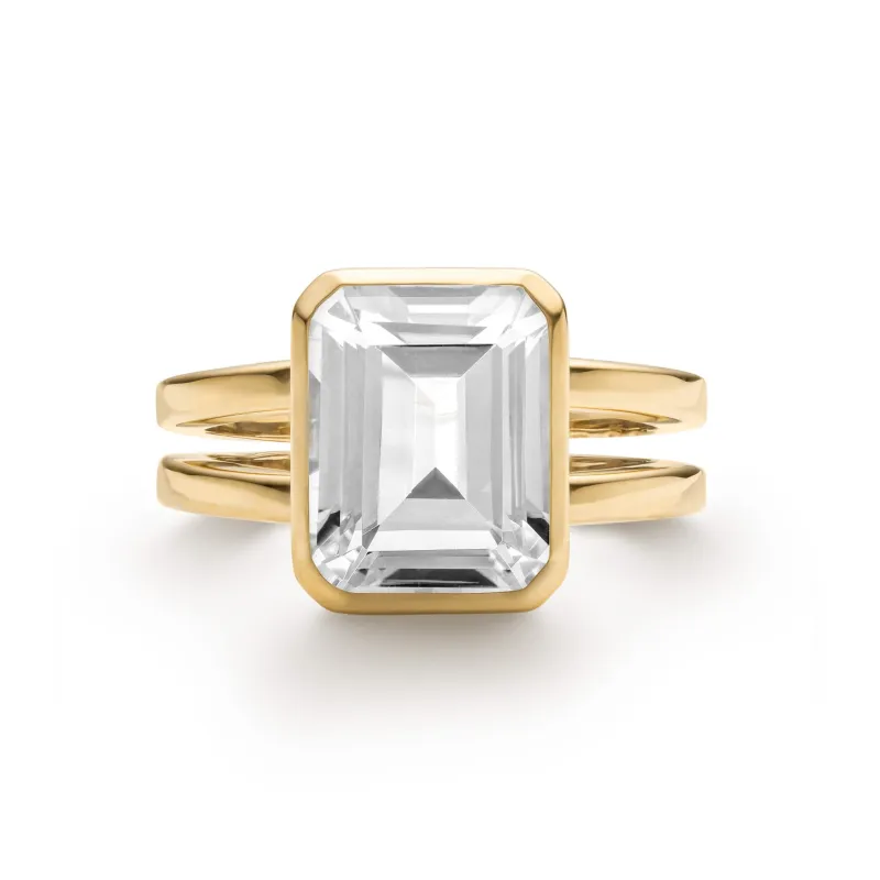The Vault: Warren Vertical White Topaz Ring, Yellow Gold Size 8 made by Haverhill