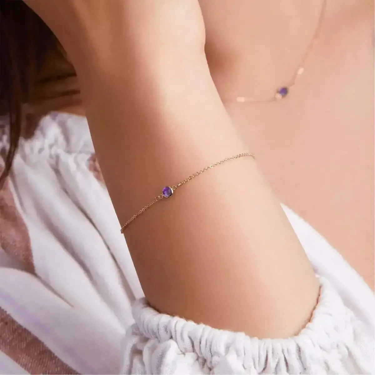 The Vault: Petite 1 Amethyst Bracelet, Yellow Gold Size X Small sold by Haverhill product image thumbnail 3