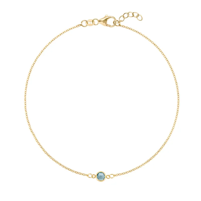The Vault: Petite 1 Nantucket Blue Topaz Bracelet, Yellow Gold Size Medium made by Haverhill