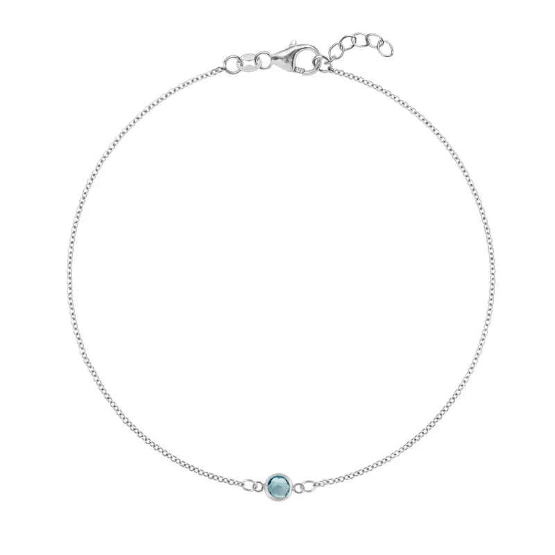 The Vault: Petite 1 Nantucket Blue Topaz Bracelet, White Gold Size Medium made by Haverhill