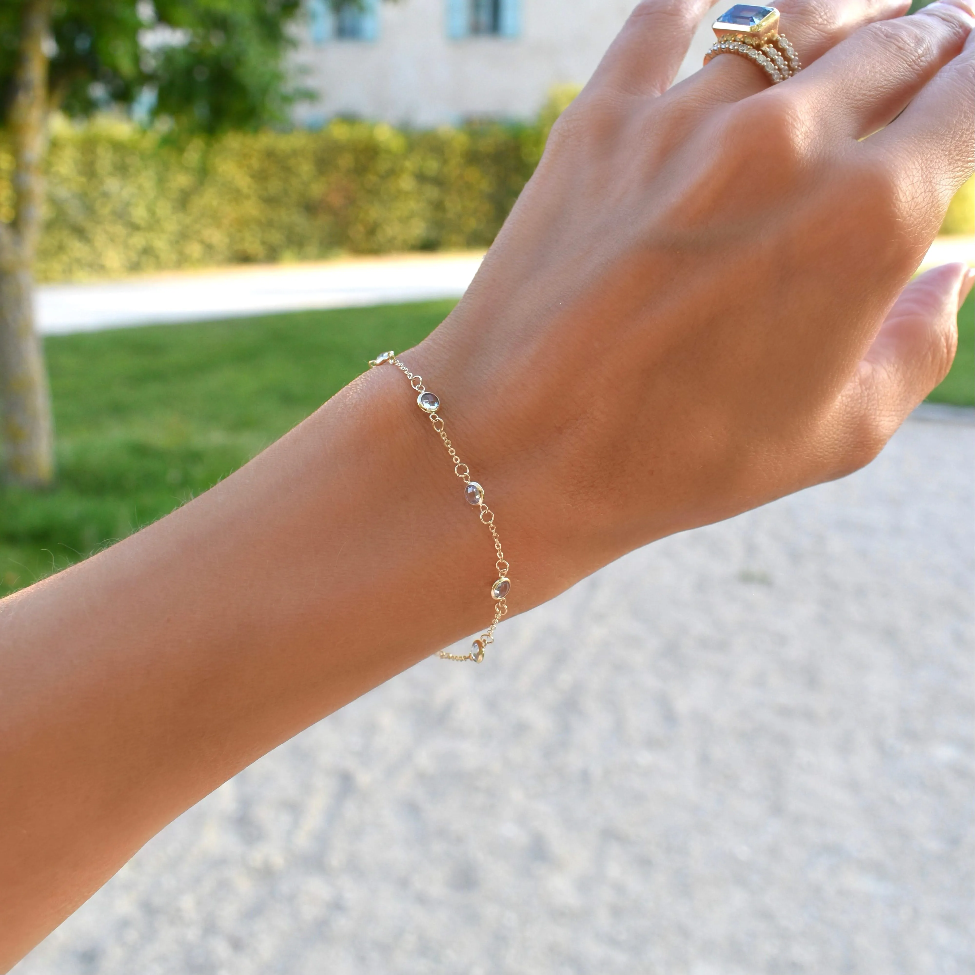 The Vault: Bayberry 7 Aquamarine Bracelet, Yellow Gold Size Small sold by Haverhill product image thumbnail 2