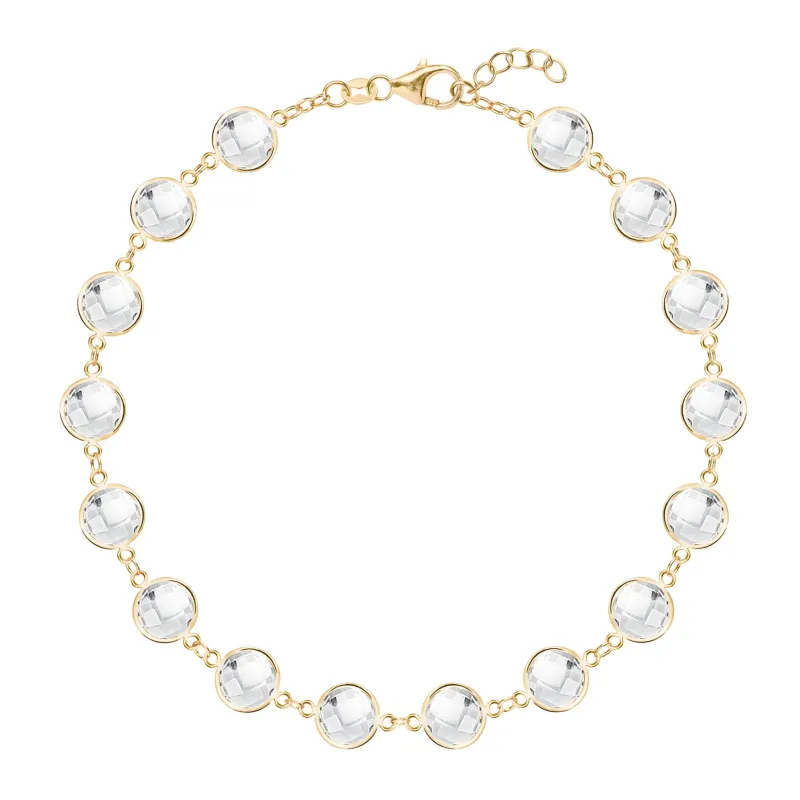 The Vault: Newport Grand White Topaz Bracelet, Yellow Gold Size Large made by Haverhill