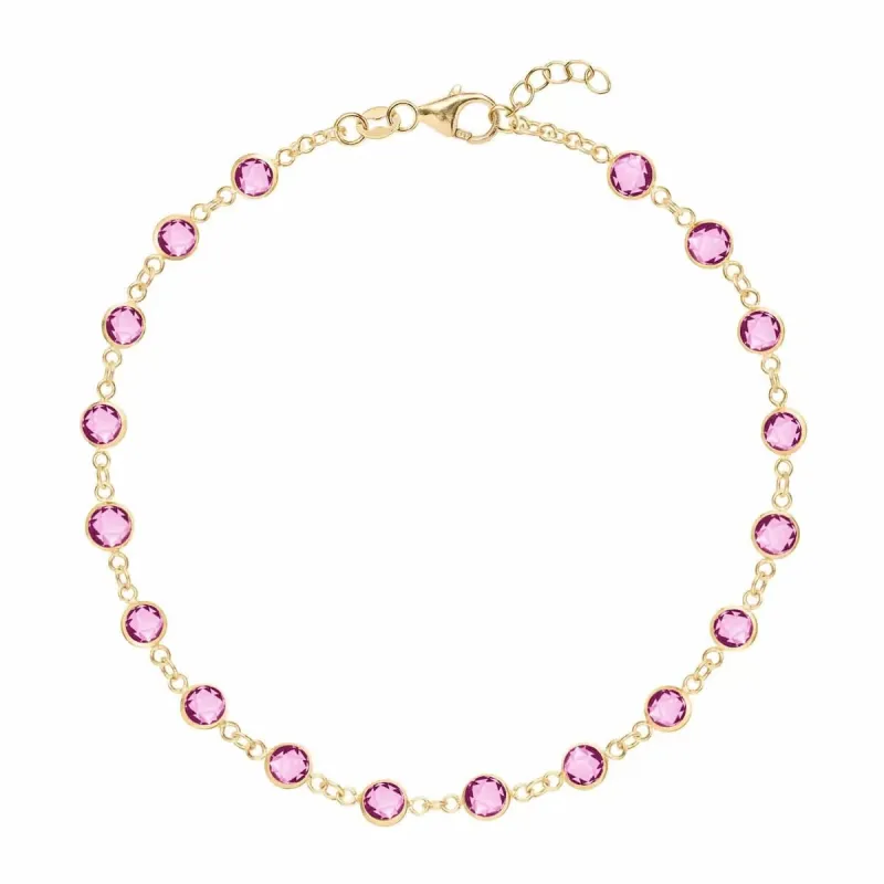 The Vault: Newport Pink Sapphire Bracelet, Yellow Gold Size Small made by Haverhill