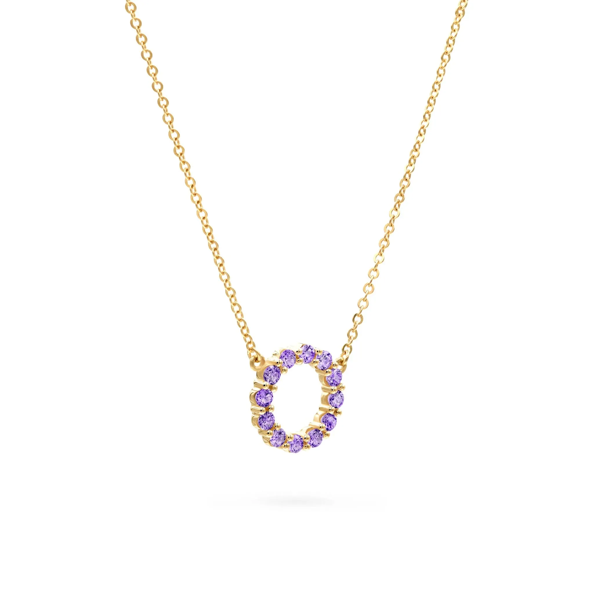 The Vault: Rosecliff Small Circle Amethyst Necklace, Yellow Gold Size Small with 1" Extender sold by Haverhill product image thumbnail 4