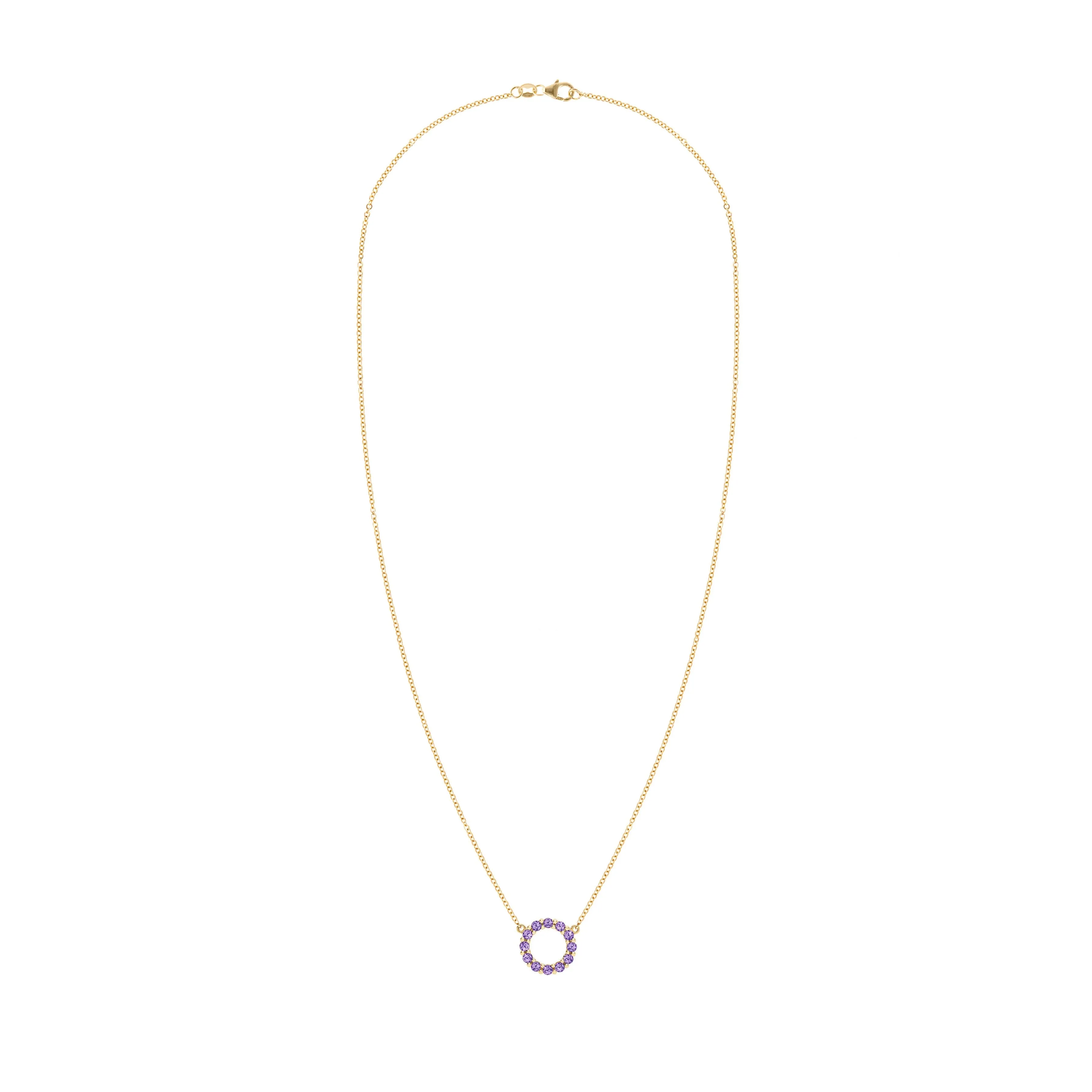 The Vault: Rosecliff Small Circle Amethyst Necklace, Yellow Gold Size Small with 1" Extender sold by Haverhill product image thumbnail 5