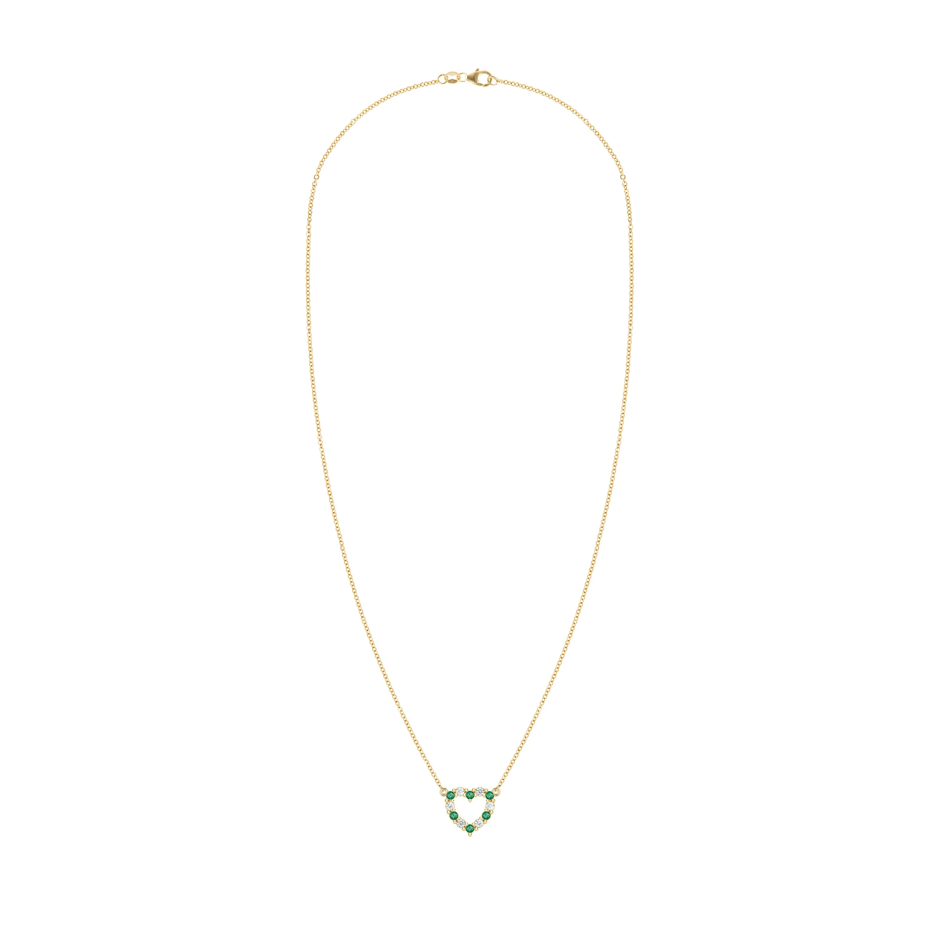 The Vault: Rosecliff Small Heart Diamond & Emerald Necklace, Yellow Gold Size Medium sold by Haverhill product image thumbnail 5