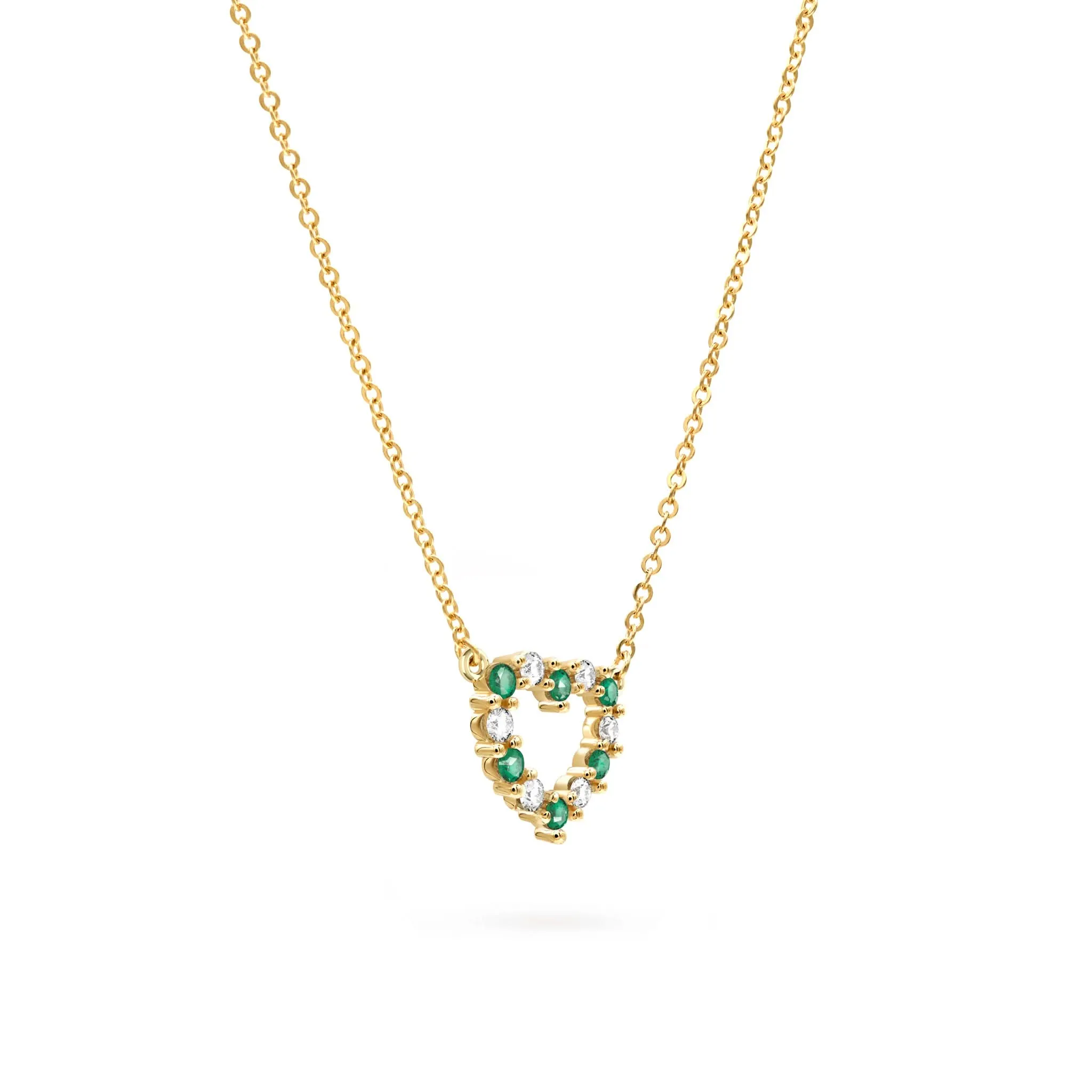 The Vault: Rosecliff Small Heart Diamond & Emerald Necklace, Yellow Gold Size Medium sold by Haverhill product image thumbnail 4