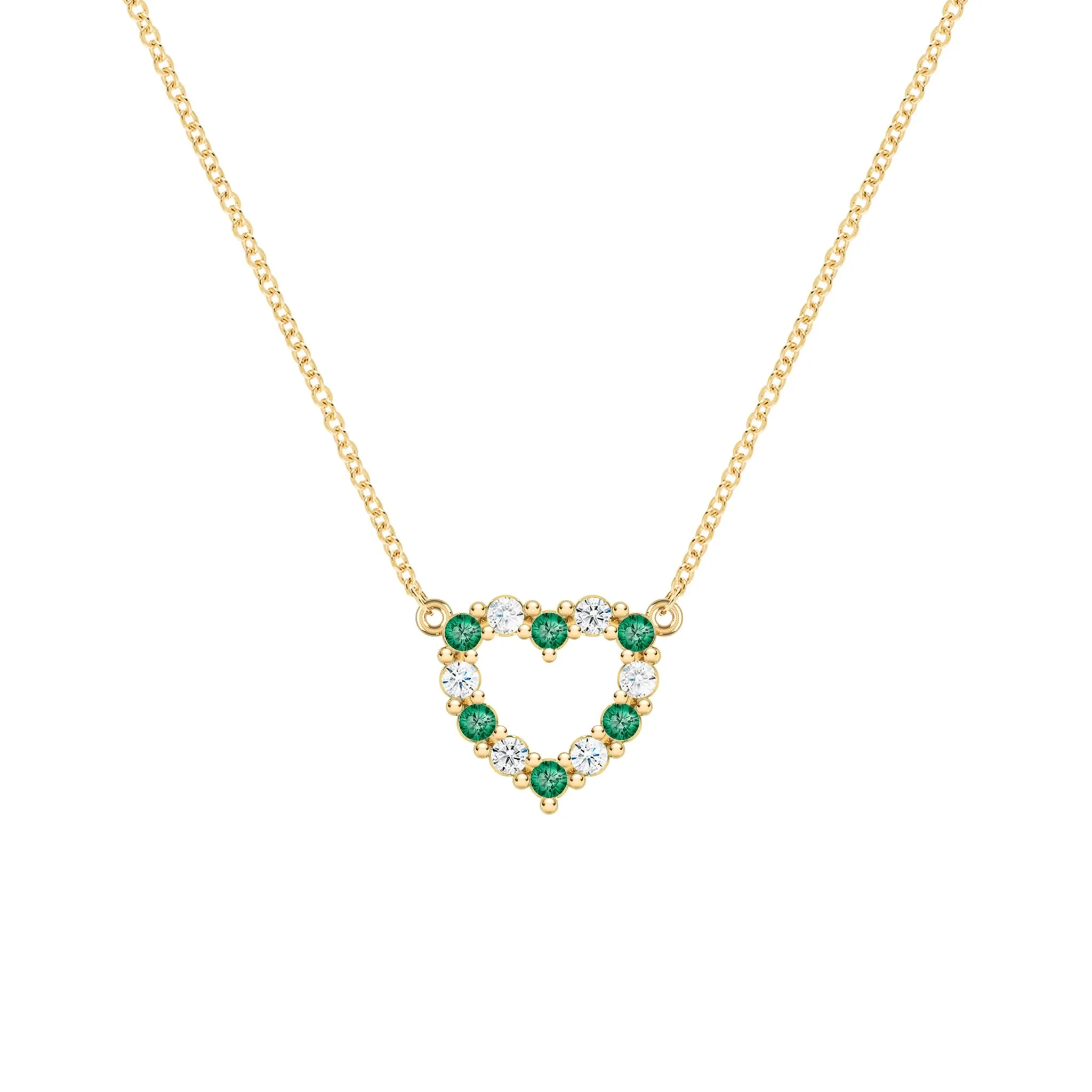 The Vault: Rosecliff Small Heart Diamond & Emerald Necklace, Yellow Gold Size Medium sold by Haverhill