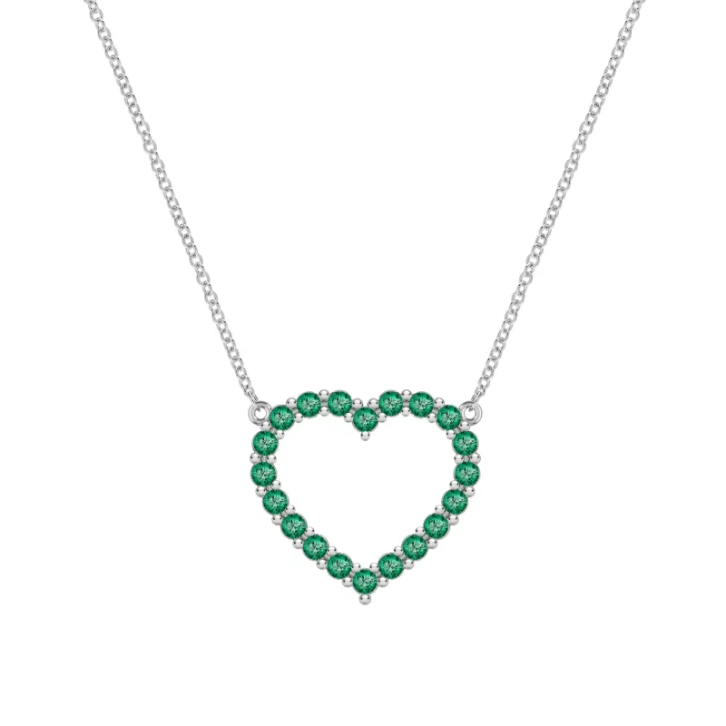 The Vault: Rosecliff Heart Emerald Necklace, White Gold Size X Large made by Haverhill