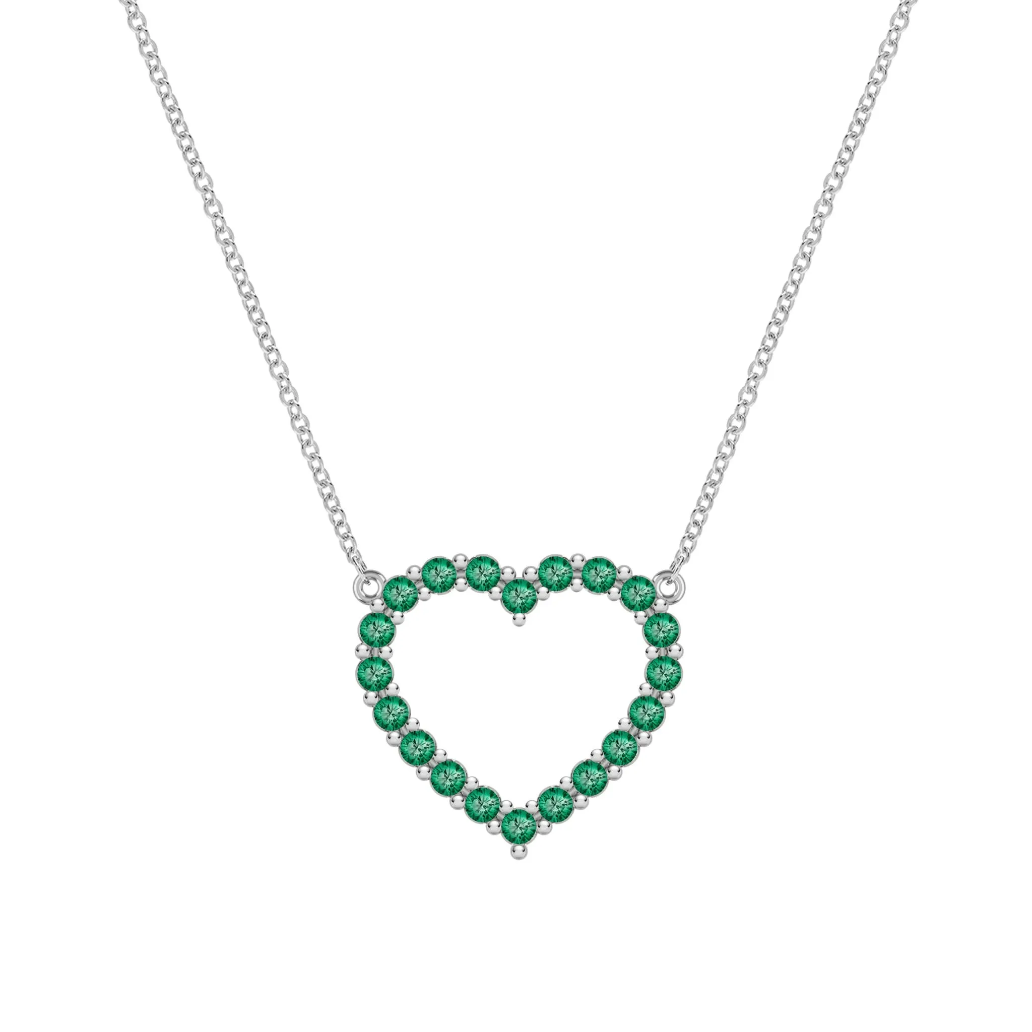 The Vault: Rosecliff Heart Emerald Necklace, White Gold Size X Large sold by Haverhill