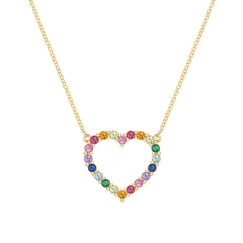 The Vault: Rainbow Rosecliff Heart Necklace, Yellow Gold Size Medium made by Haverhill