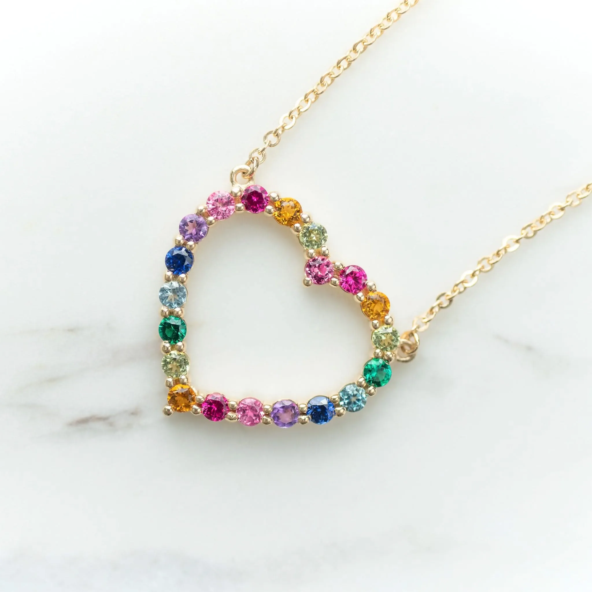 The Vault: Rainbow Rosecliff Heart Necklace, Yellow Gold Size Medium sold by Haverhill product image thumbnail 3