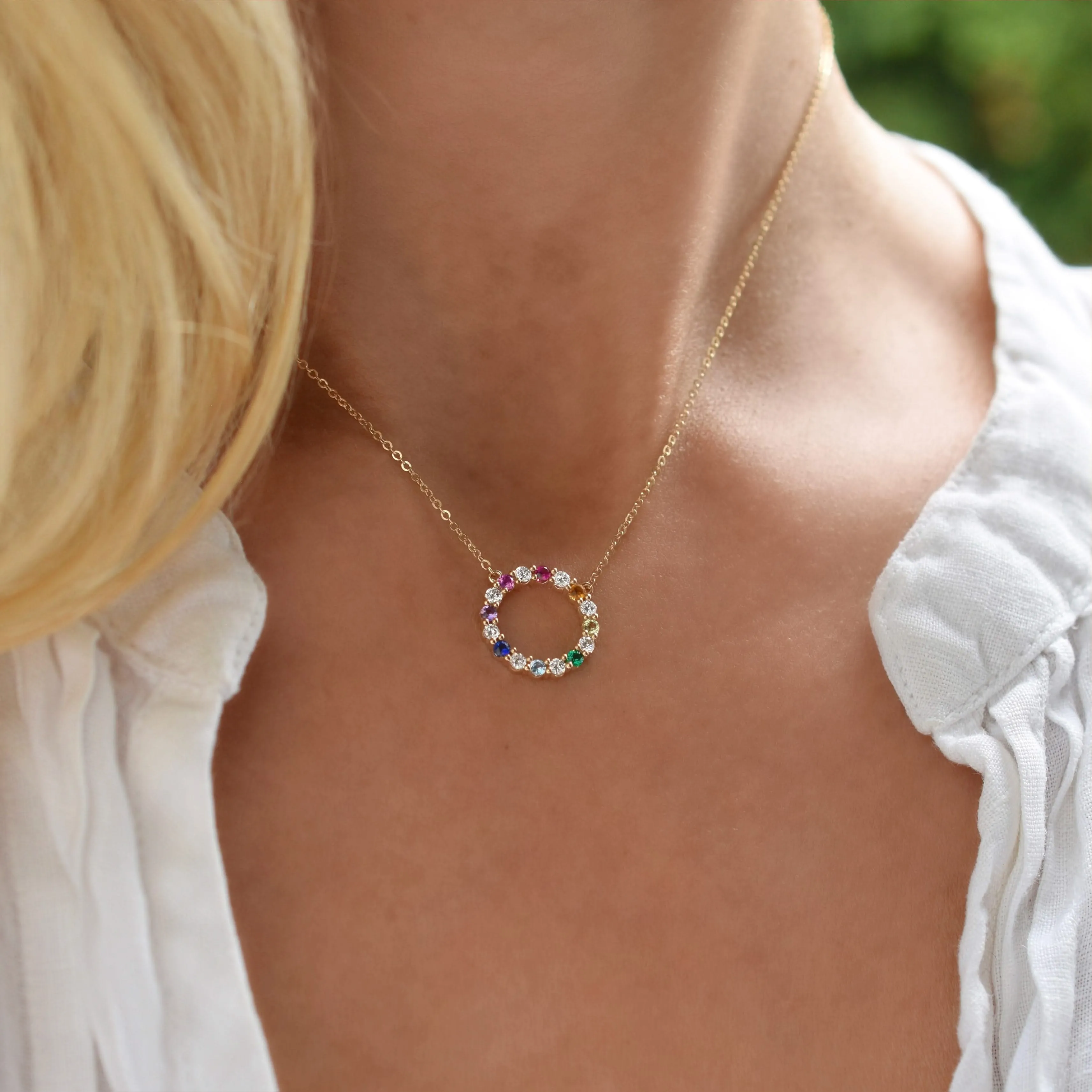 The Vault: Rainbow Rosecliff Circle Necklace with Diamonds, Yellow Gold Size Large sold by Haverhill product image thumbnail 2