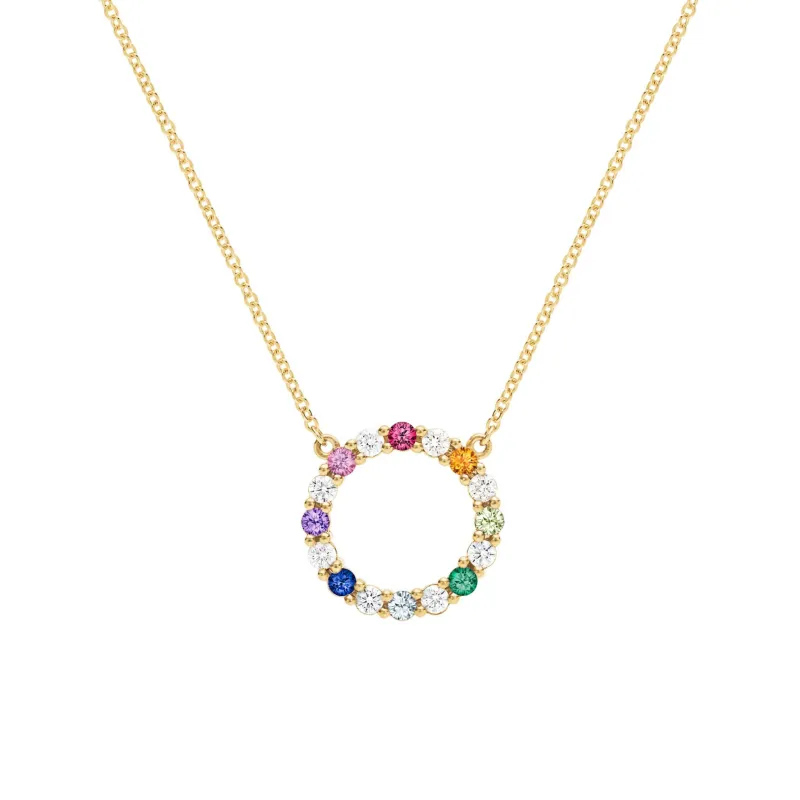 The Vault: Rainbow Rosecliff Circle Necklace with Diamonds, Yellow Gold Size Large made by Haverhill