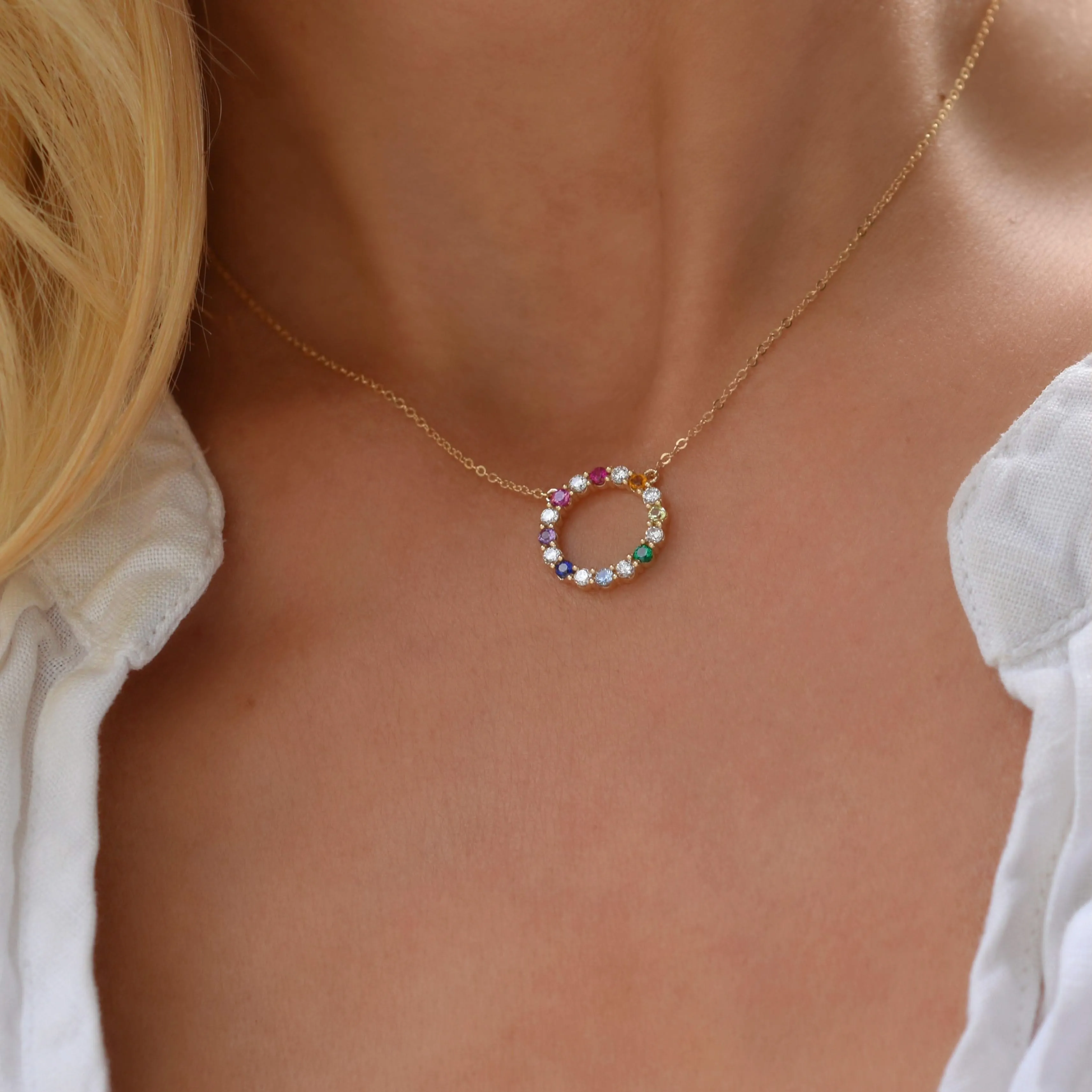 The Vault: Rainbow Rosecliff Circle Necklace with Diamonds, Yellow Gold Size Large sold by Haverhill product image thumbnail 3