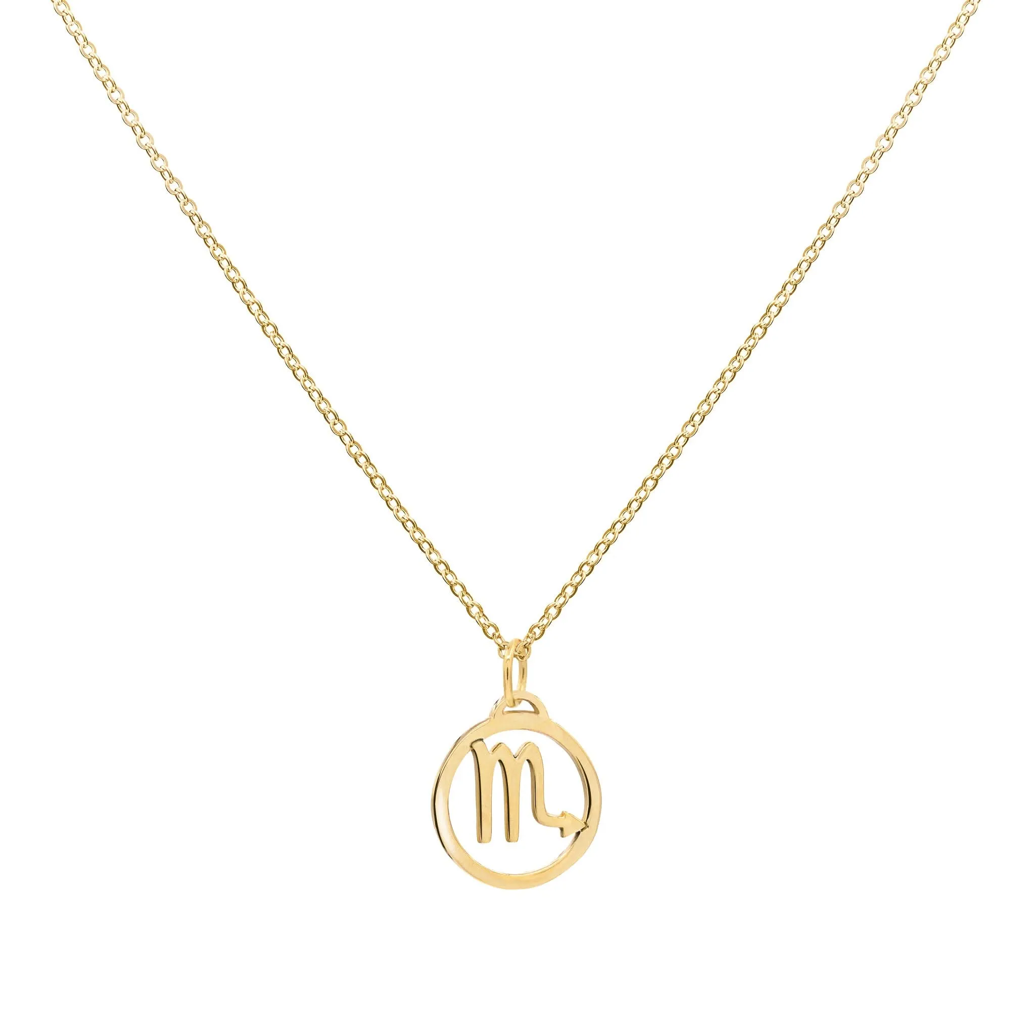 The Vault: Flat Scorpio Pendant with Classic Chain, Yellow Gold sold by Haverhill