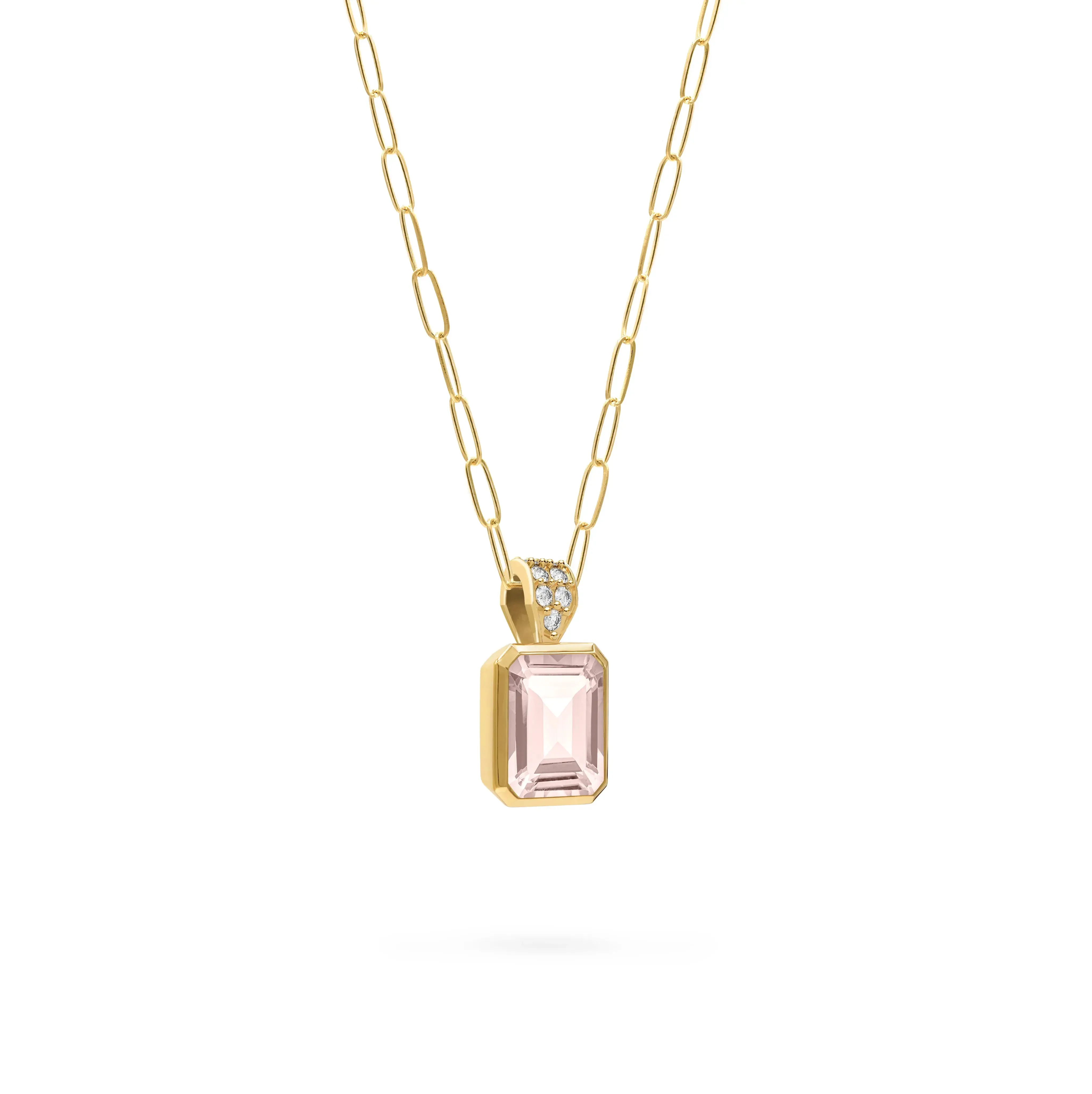 Warren Blush Sapphire Pendant with Diamond Bail in 14k Gold (October) sold by Haverhill product image thumbnail 5