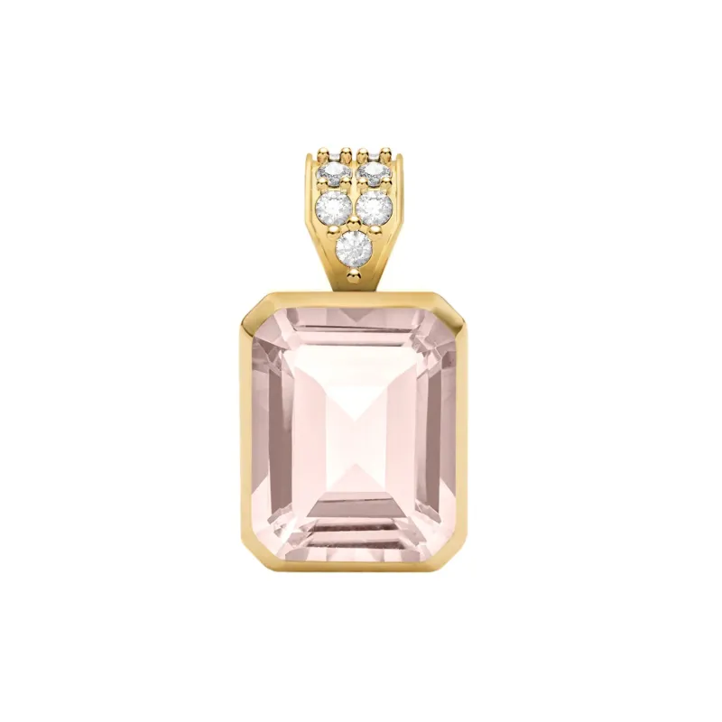 Warren Blush Sapphire Pendant with Diamond Bail in 14k Gold (October) made by Haverhill