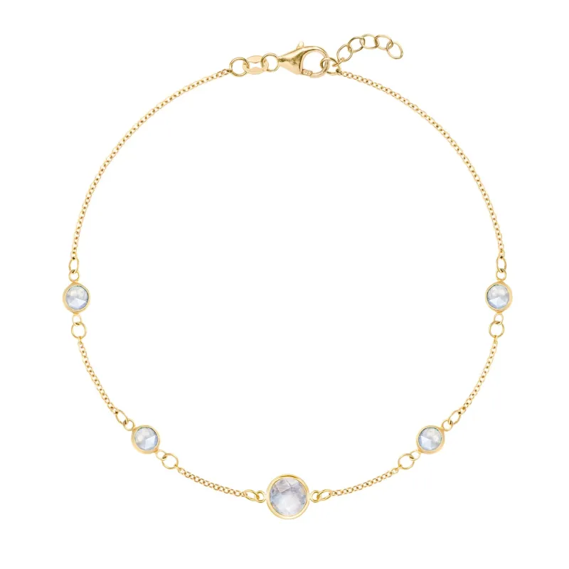 The Vault: 1 Grand & 4 Petite Moonstone Bracelet, Yellow Gold Size Medium made by Haverhill