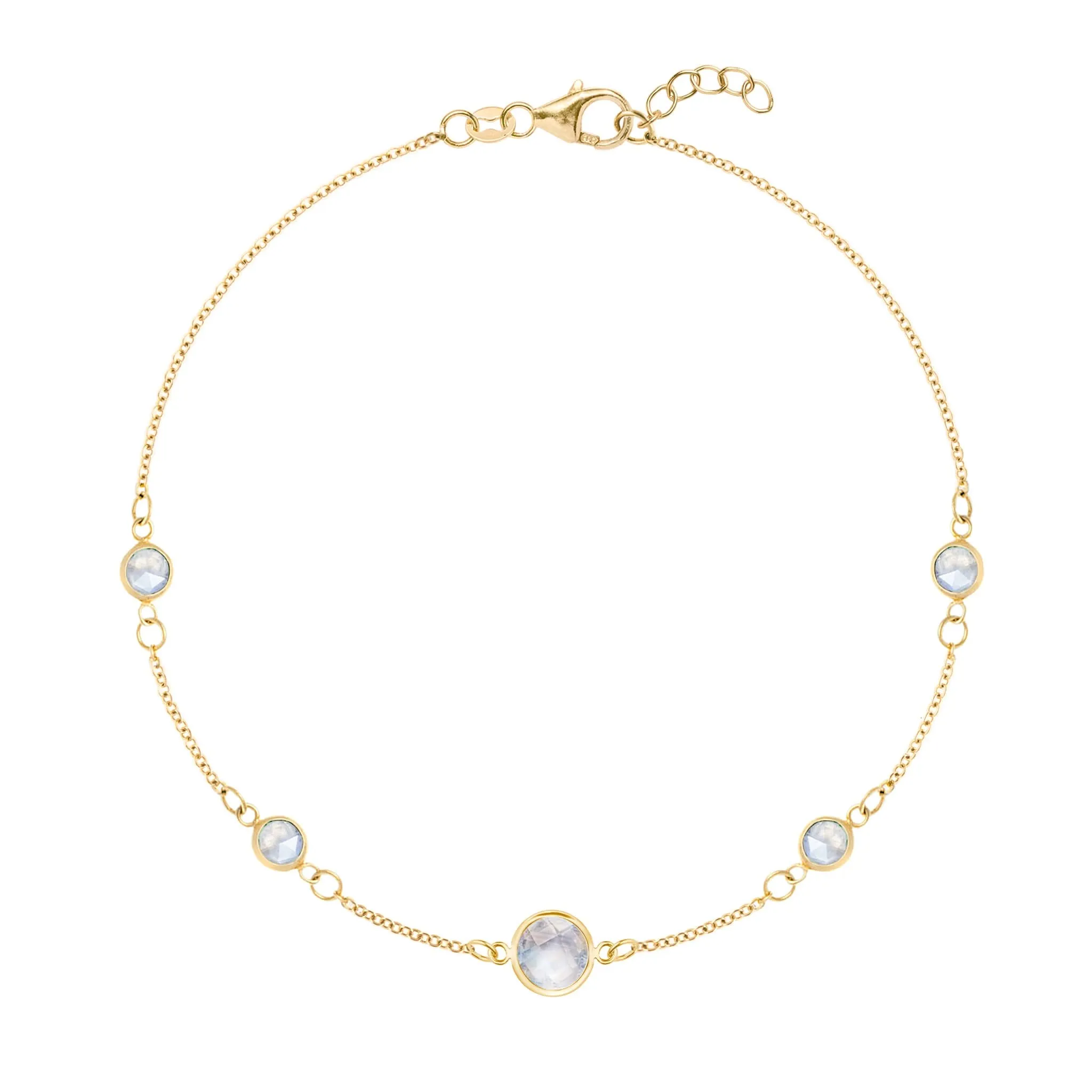The Vault: 1 Grand & 4 Petite Moonstone Bracelet, Yellow Gold Size Medium sold by Haverhill