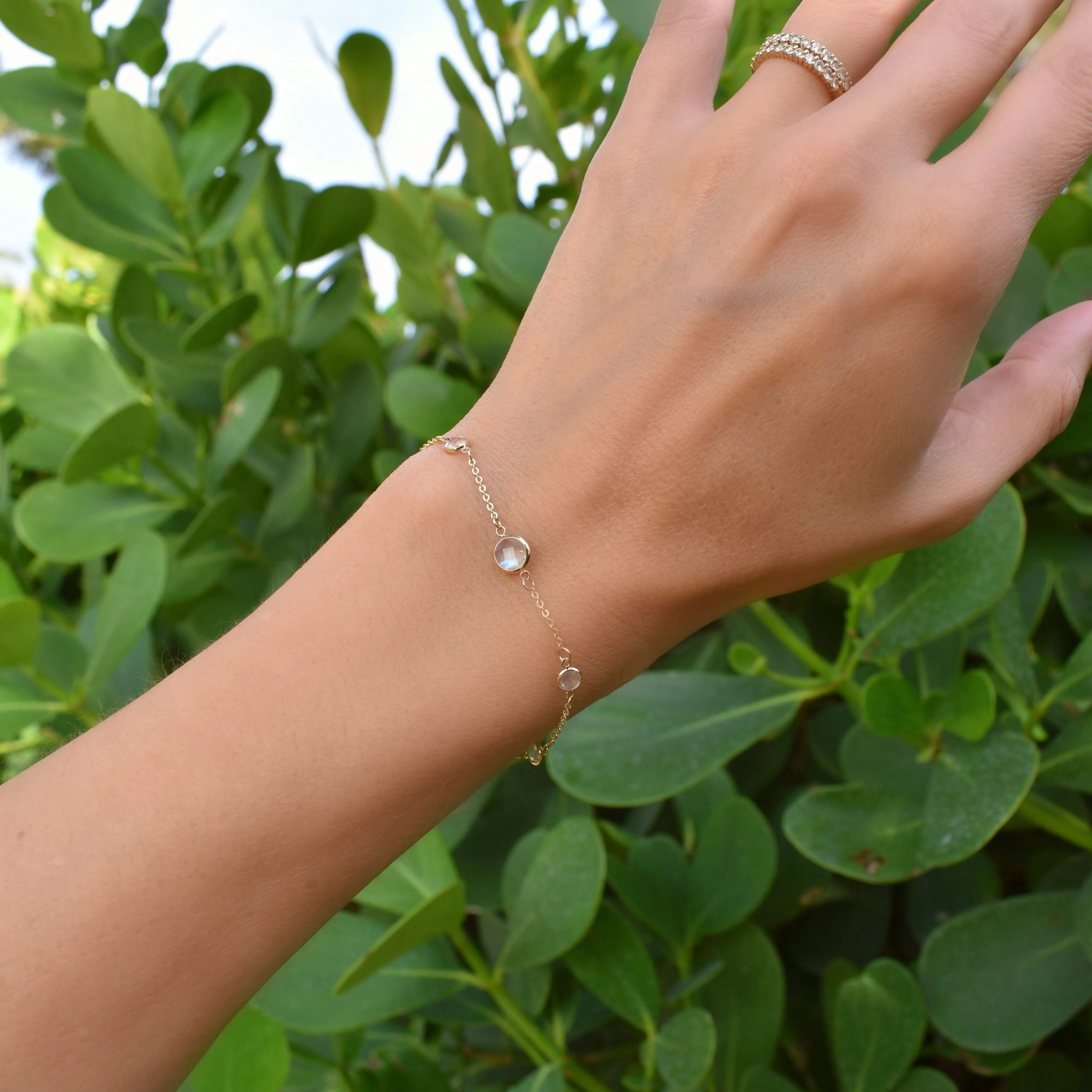 The Vault: 1 Grand & 4 Petite Moonstone Bracelet, Yellow Gold Size Medium sold by Haverhill product image thumbnail 2
