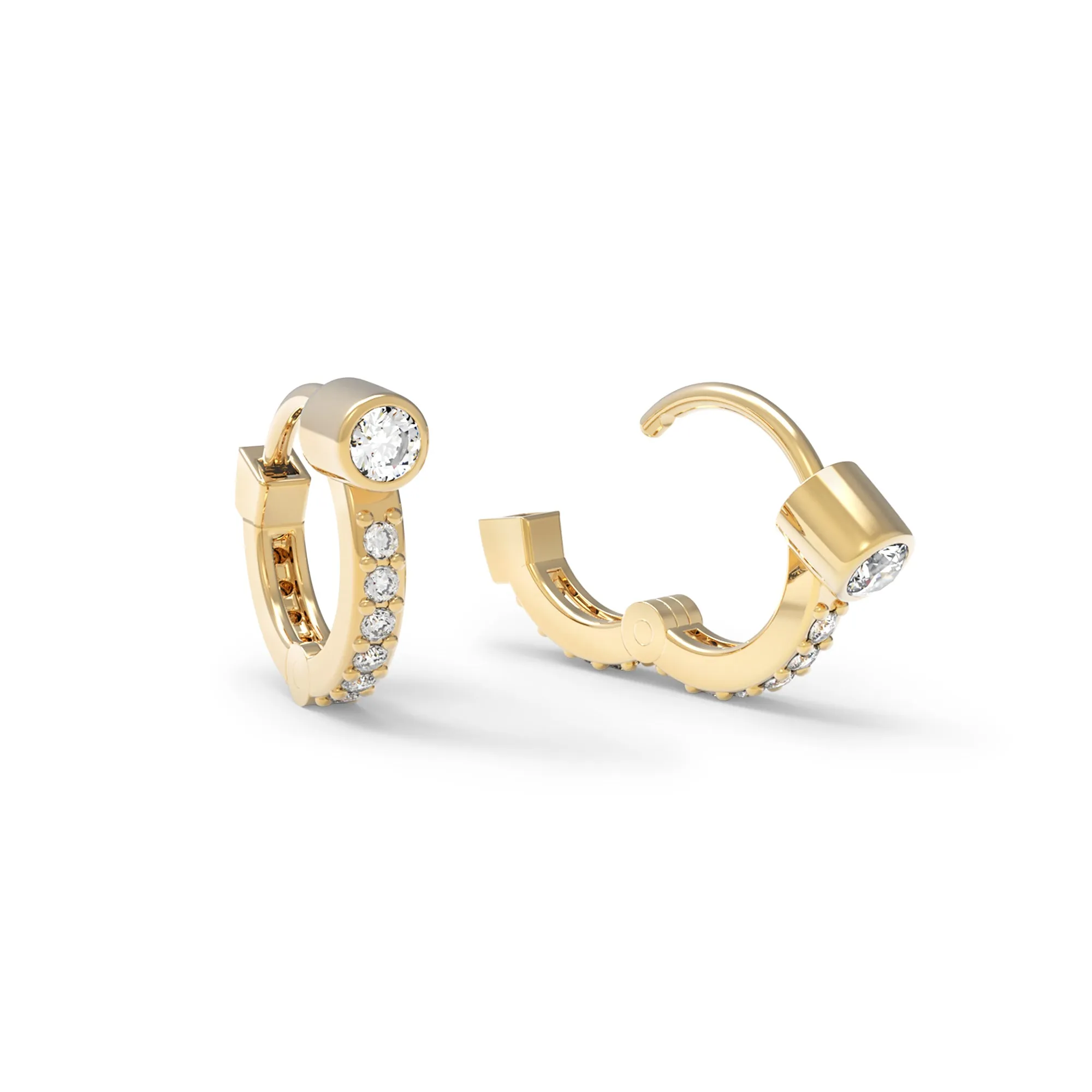 Tiny Diamond Huggie Hoops in 14k Gold (April) sold by Haverhill product image thumbnail 4