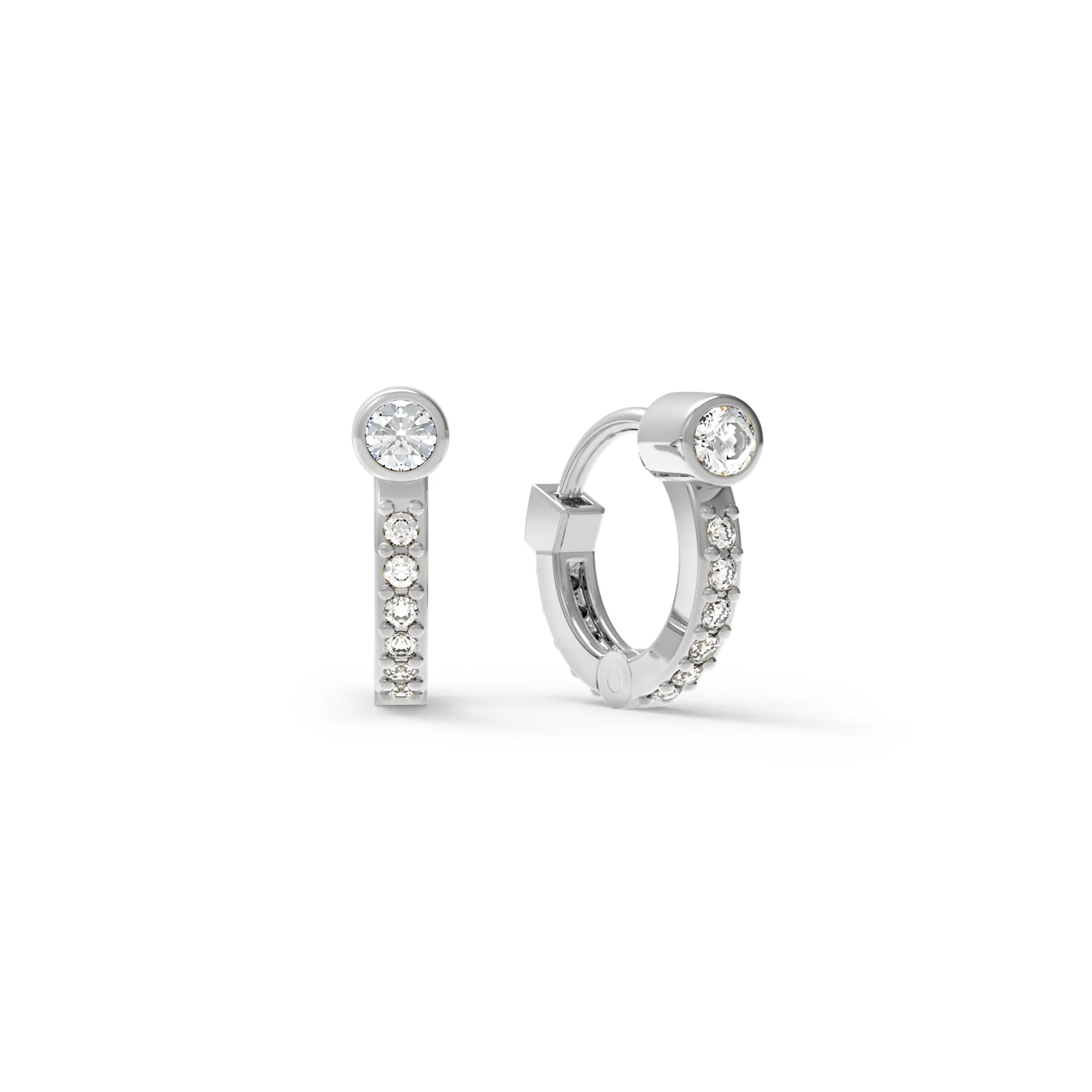 Tiny Diamond Huggie Hoops in 14k Gold (April) sold by Haverhill product image thumbnail 5