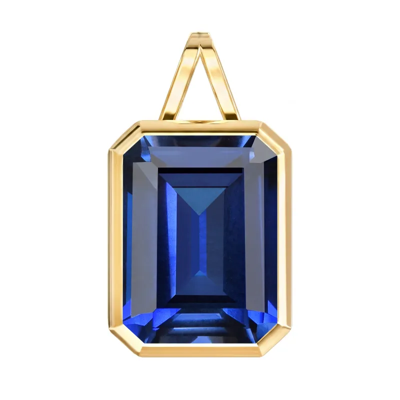 Large Warren Sapphire Pendant in 14k Gold (September) made by Haverhill