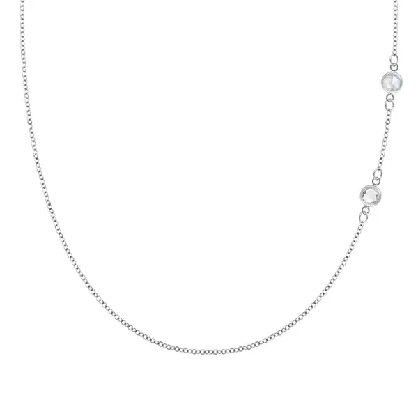 Personalized Classic 2 Birthstone Necklace in 14k Gold sold by Haverhill