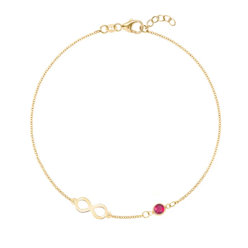 Personalized Classic Infinity & 1 Birthstone Bracelet in 14k Gold sold by Haverhill