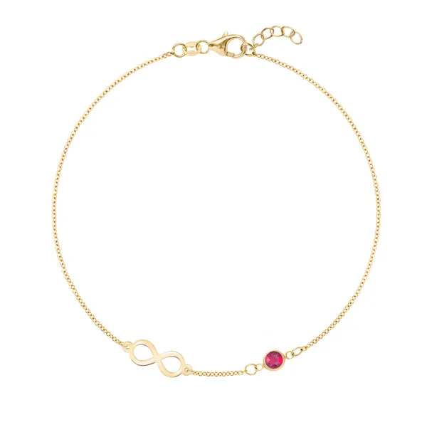 Personalized Classic Infinity & 1 Birthstone Bracelet in 14k Gold sold by Haverhill